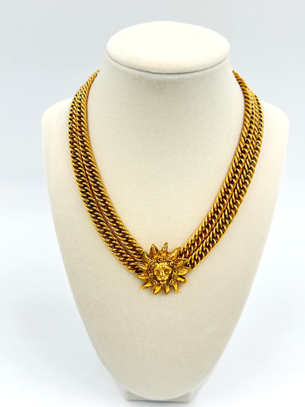Pre-Owned Chanel Leo Lion Sun Medallion Double Chain Necklace - Authenticated