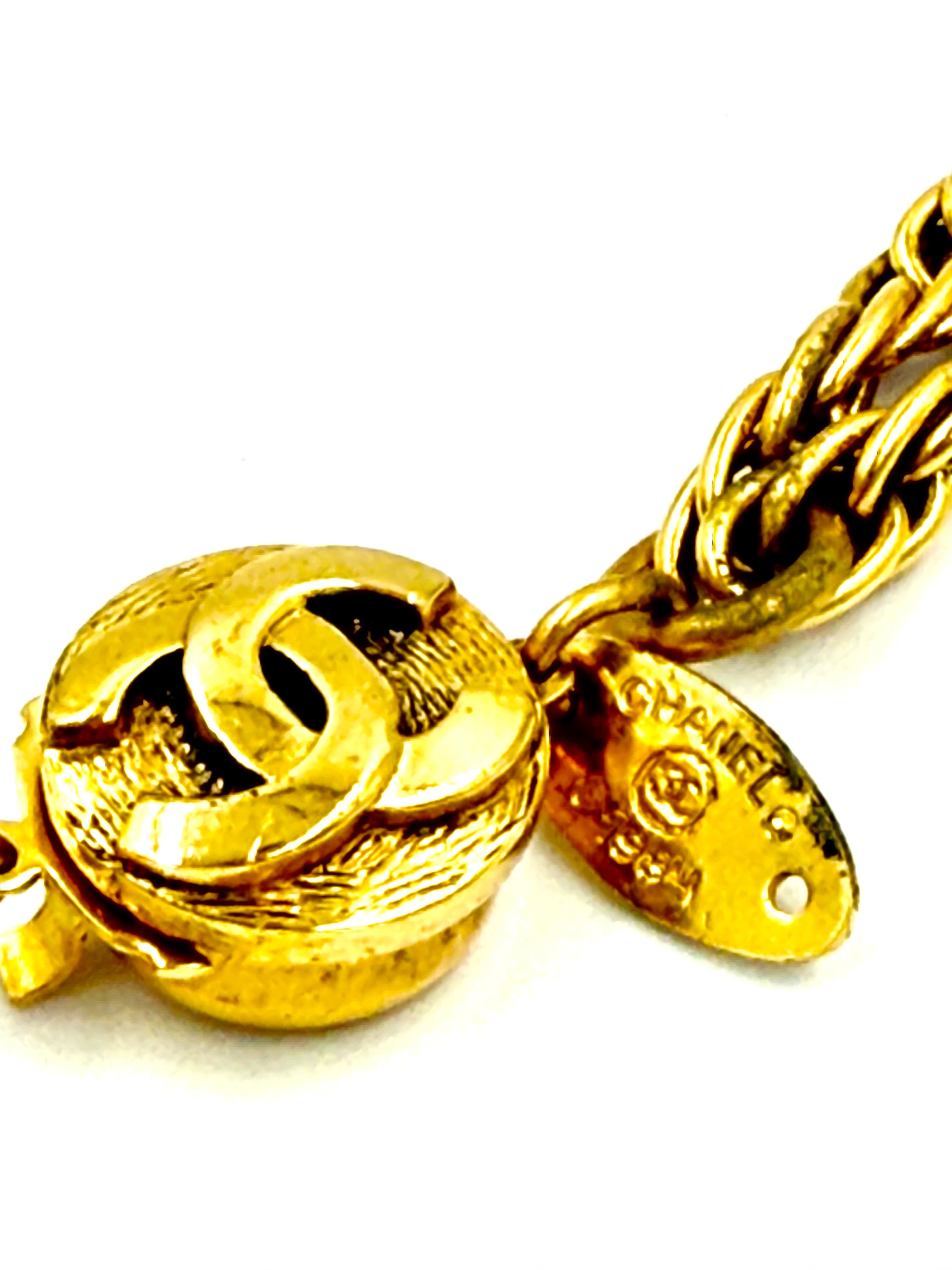 Pre-Owned Authentic Chanel CC Sunburst Double Chain Gold Plated Necklace - Authenticated