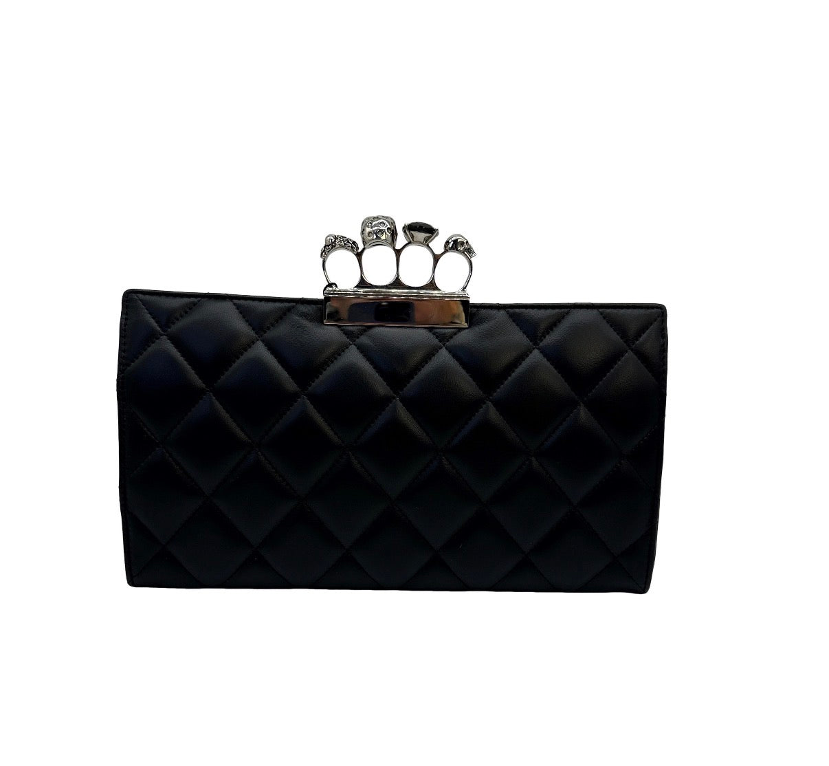 Pre-Owned Alexander McQueen Flat Knuckle Clutch Quilted Leather Black - Authenticated