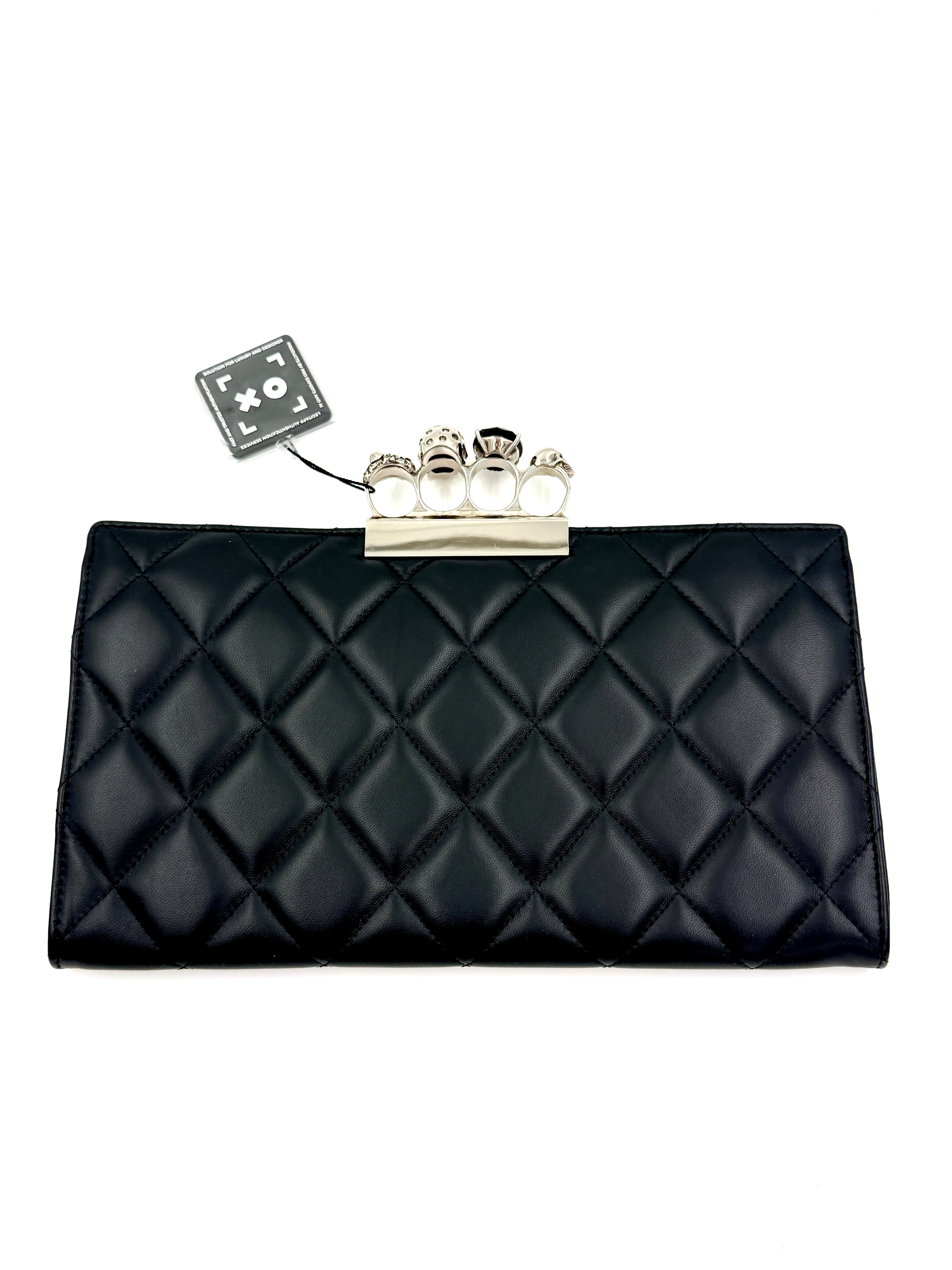 Pre-Owned Alexander McQueen Flat Knuckle Clutch Quilted Leather Black - Authenticated