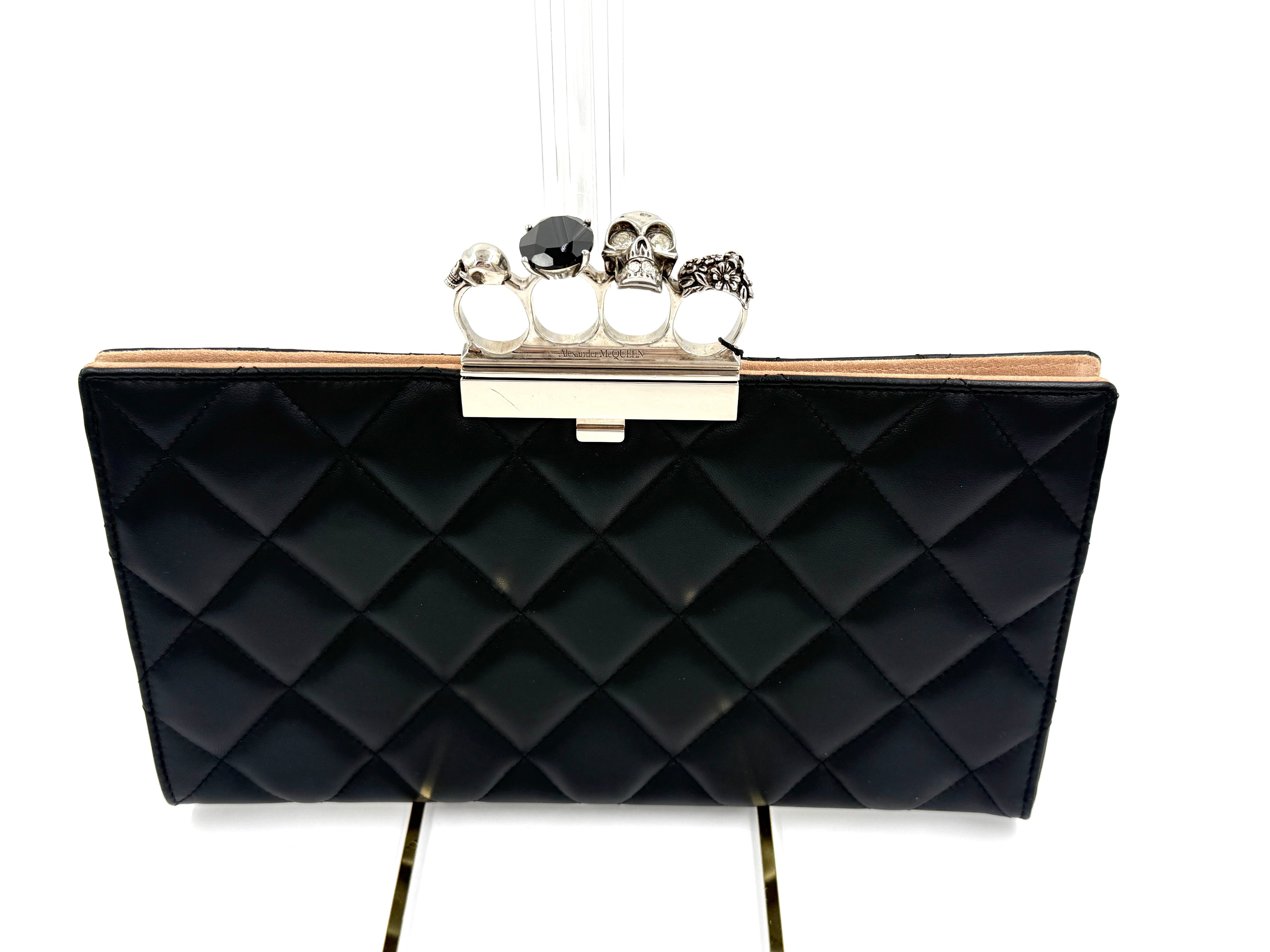 Pre-Owned Alexander McQueen Flat Knuckle Clutch Quilted Leather Black - Authenticated