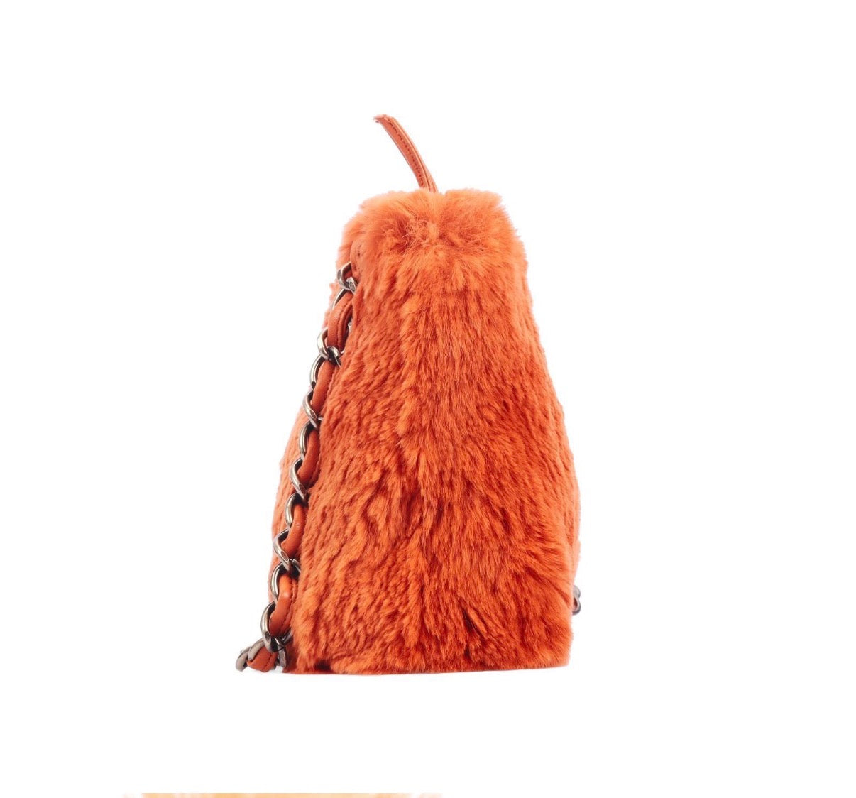 Pre-Owned Chanel Orange Rabbit Fur Bag Chain Shoulder Bag - Authenticated