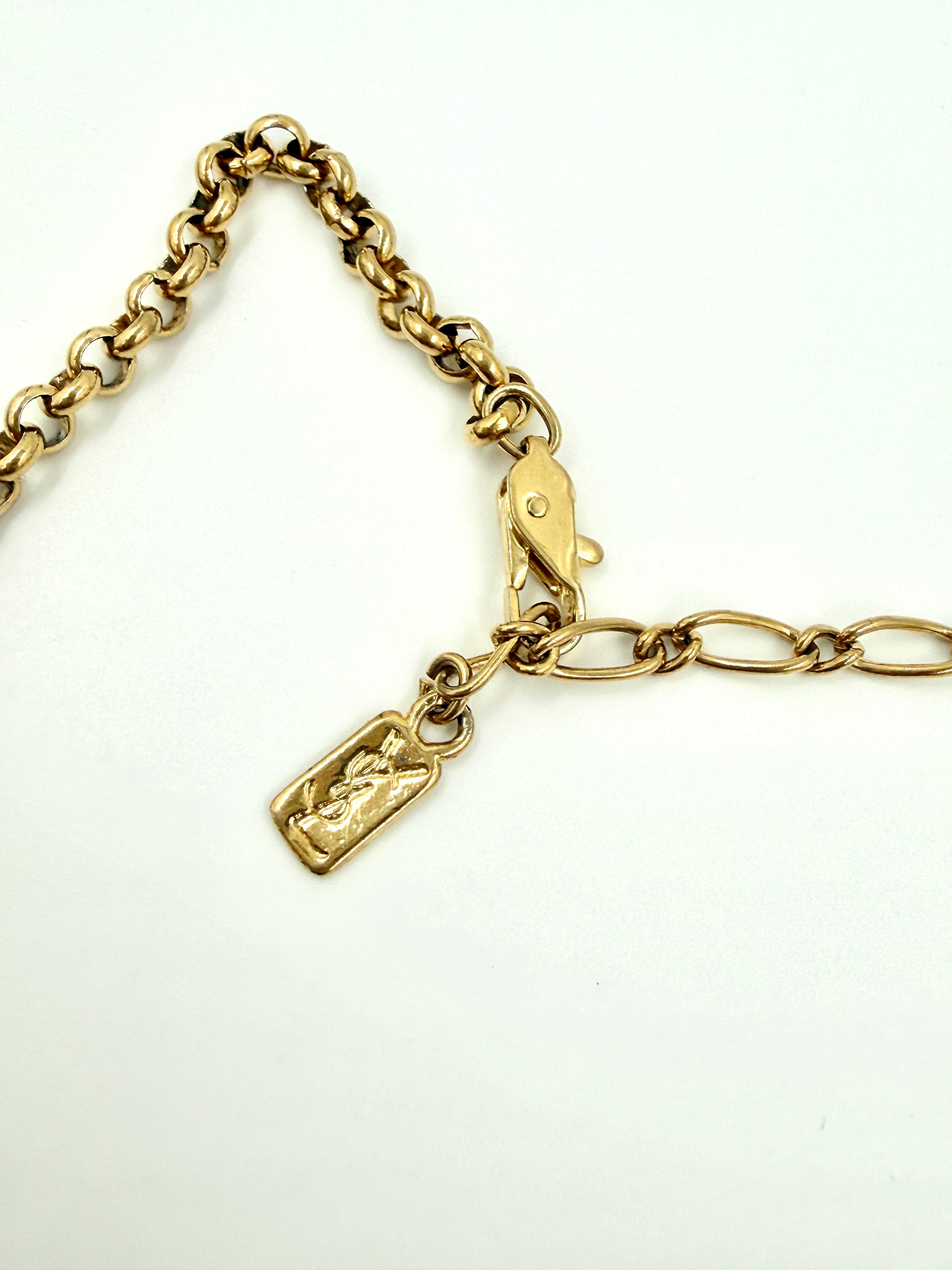 Pre-Owned Yves Saint Laurent Gold Tone Flower Pendant Necklace with Crystal Center - Authenticated