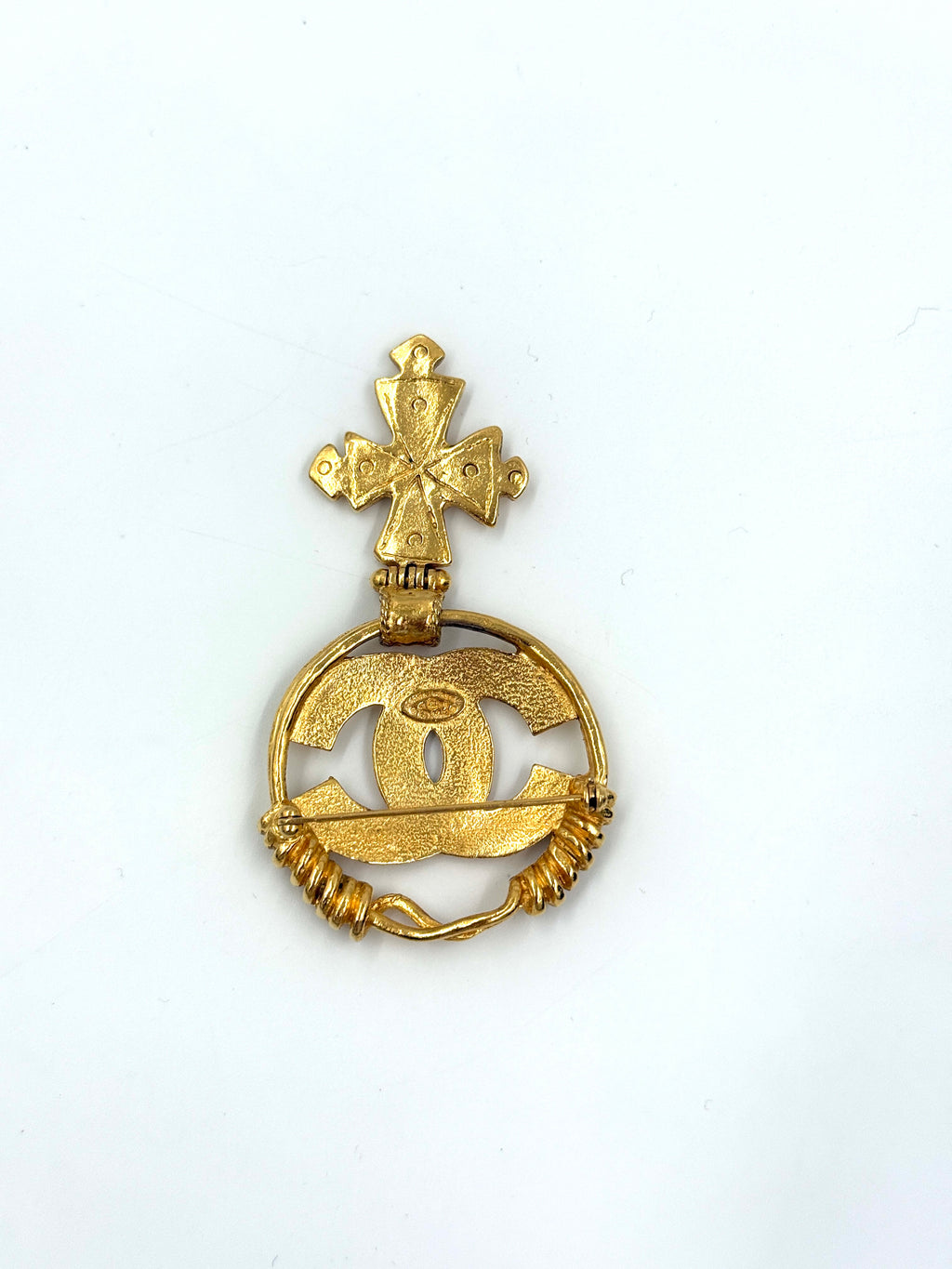 Pre-Owned Chanel Vintage Gold Plated Swing Cross Brooch - Authenticated