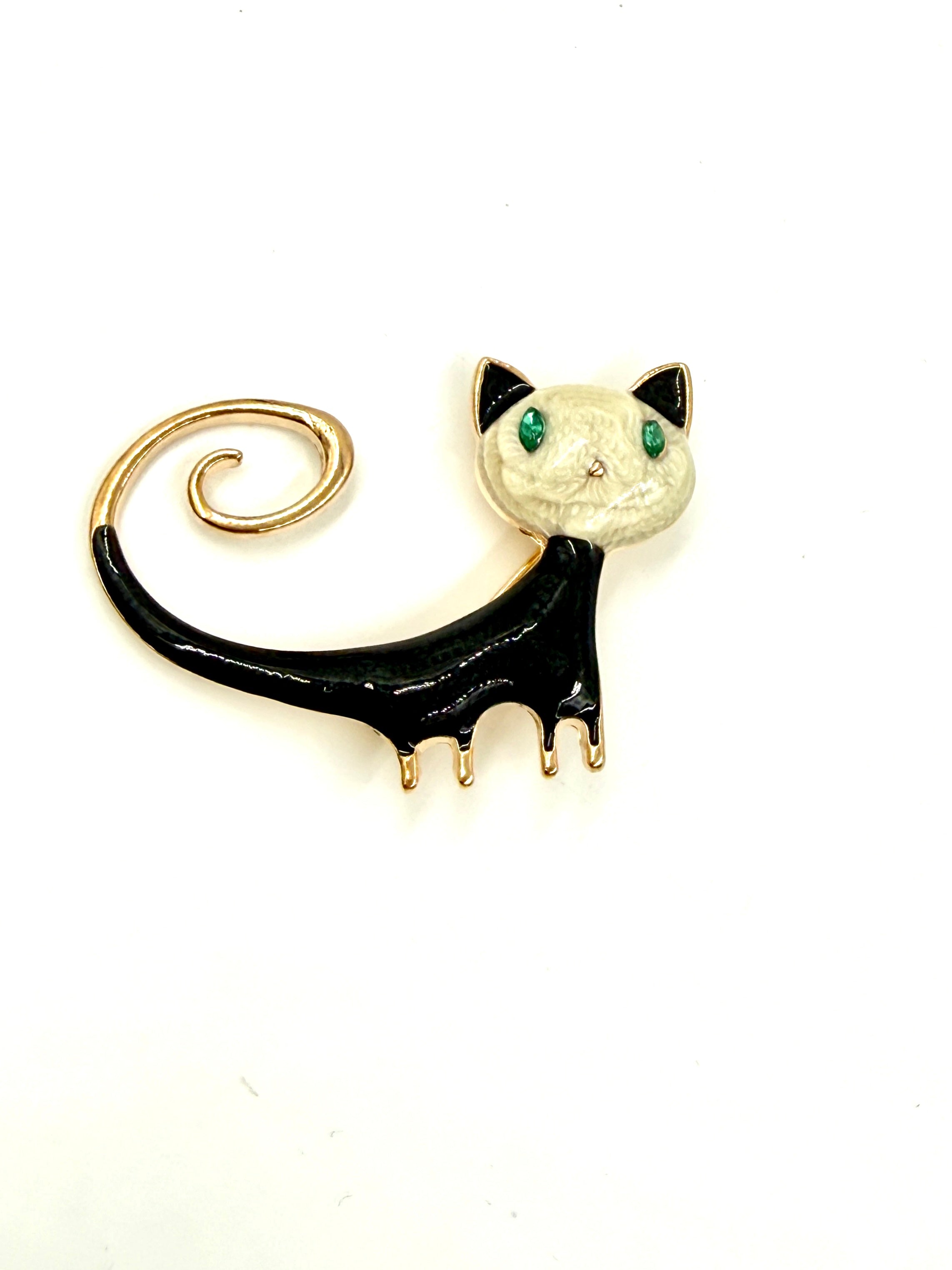 Pre-Owned Unbranded Whimsical Cat Brooch Pin