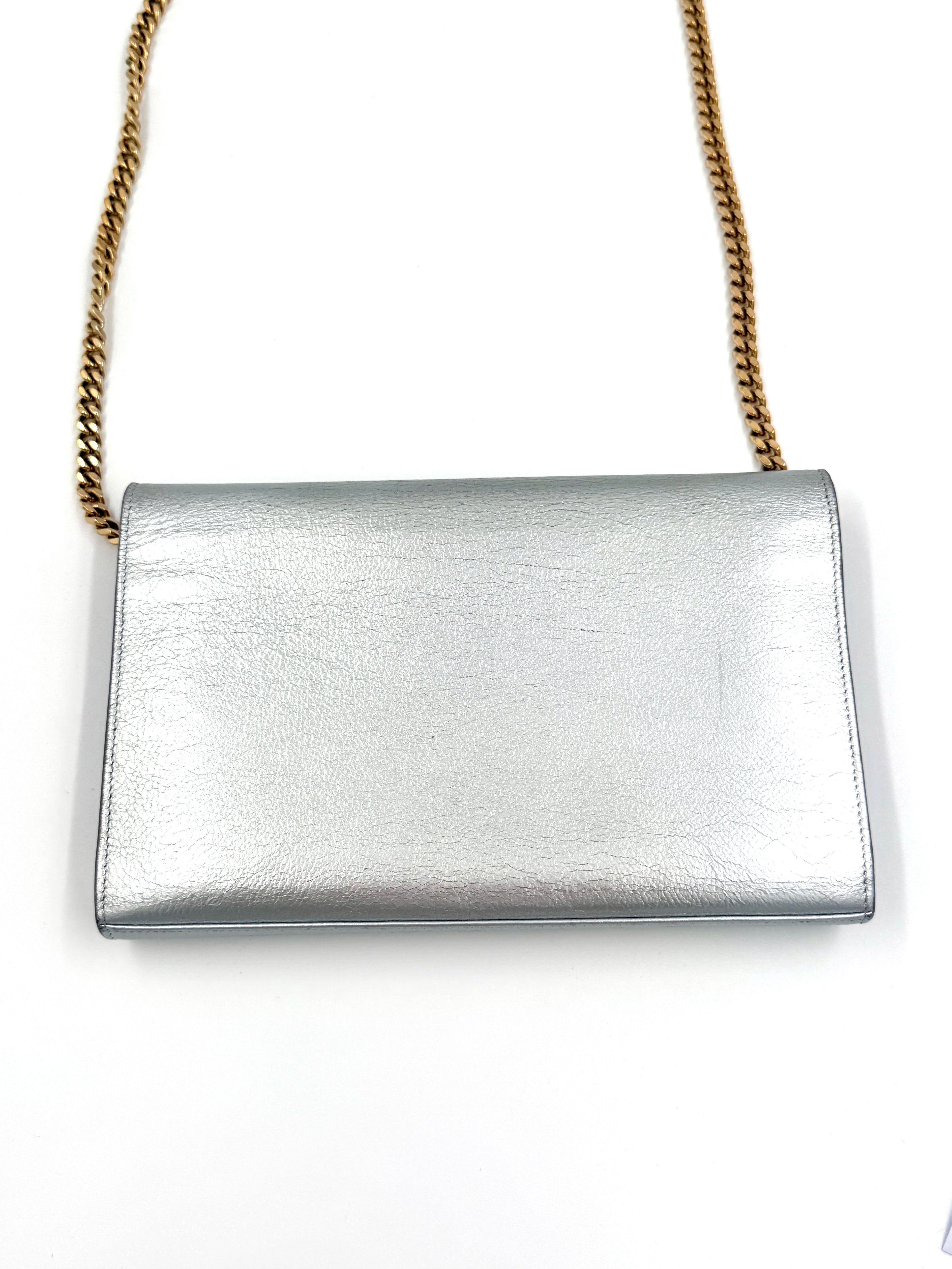 Pre-Owned Yves Saint Laurent Kate Bag Silver with Gold Hardware - Authenticated