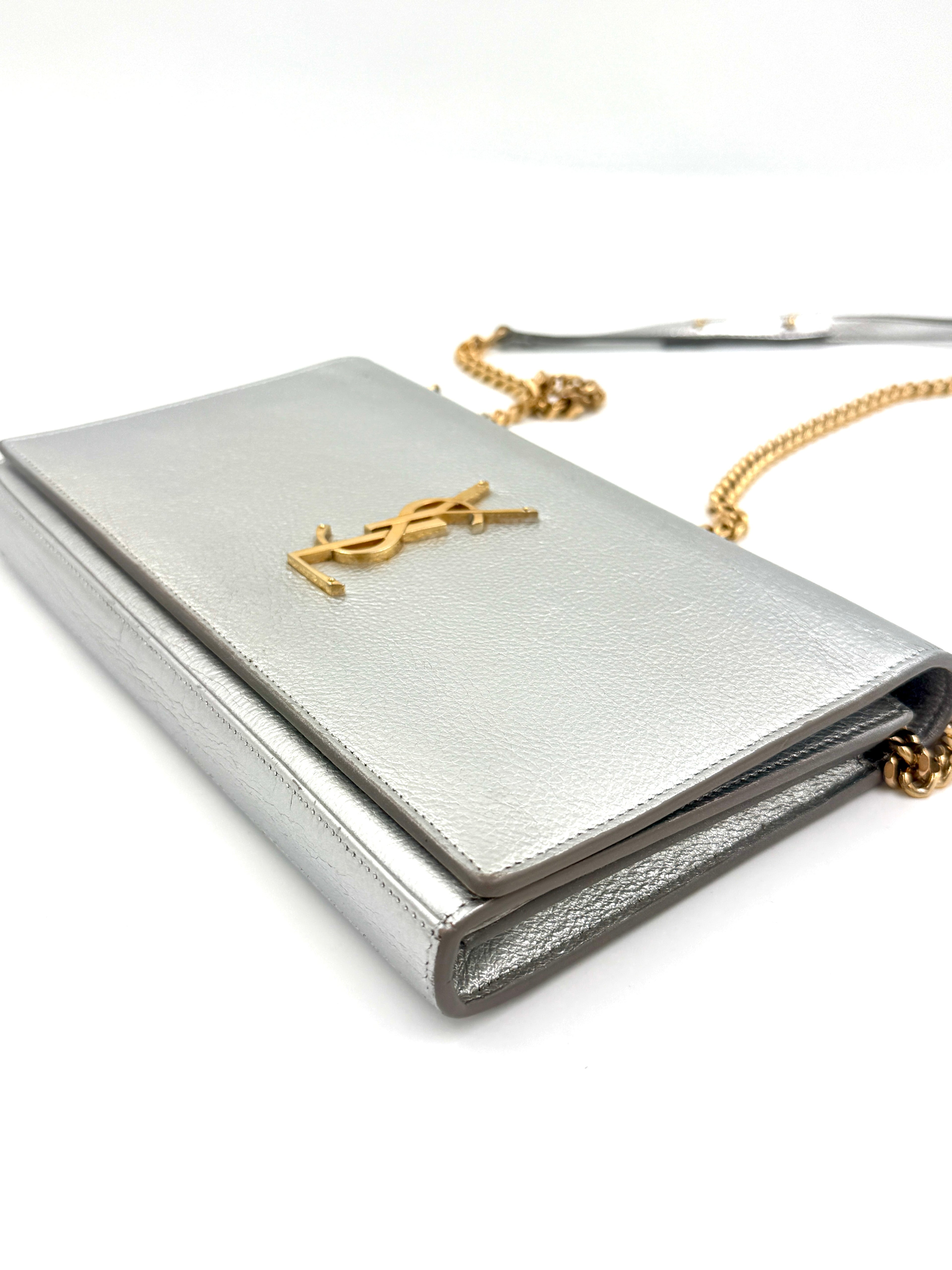 Pre-Owned Yves Saint Laurent Kate Bag Silver with Gold Hardware - Authenticated