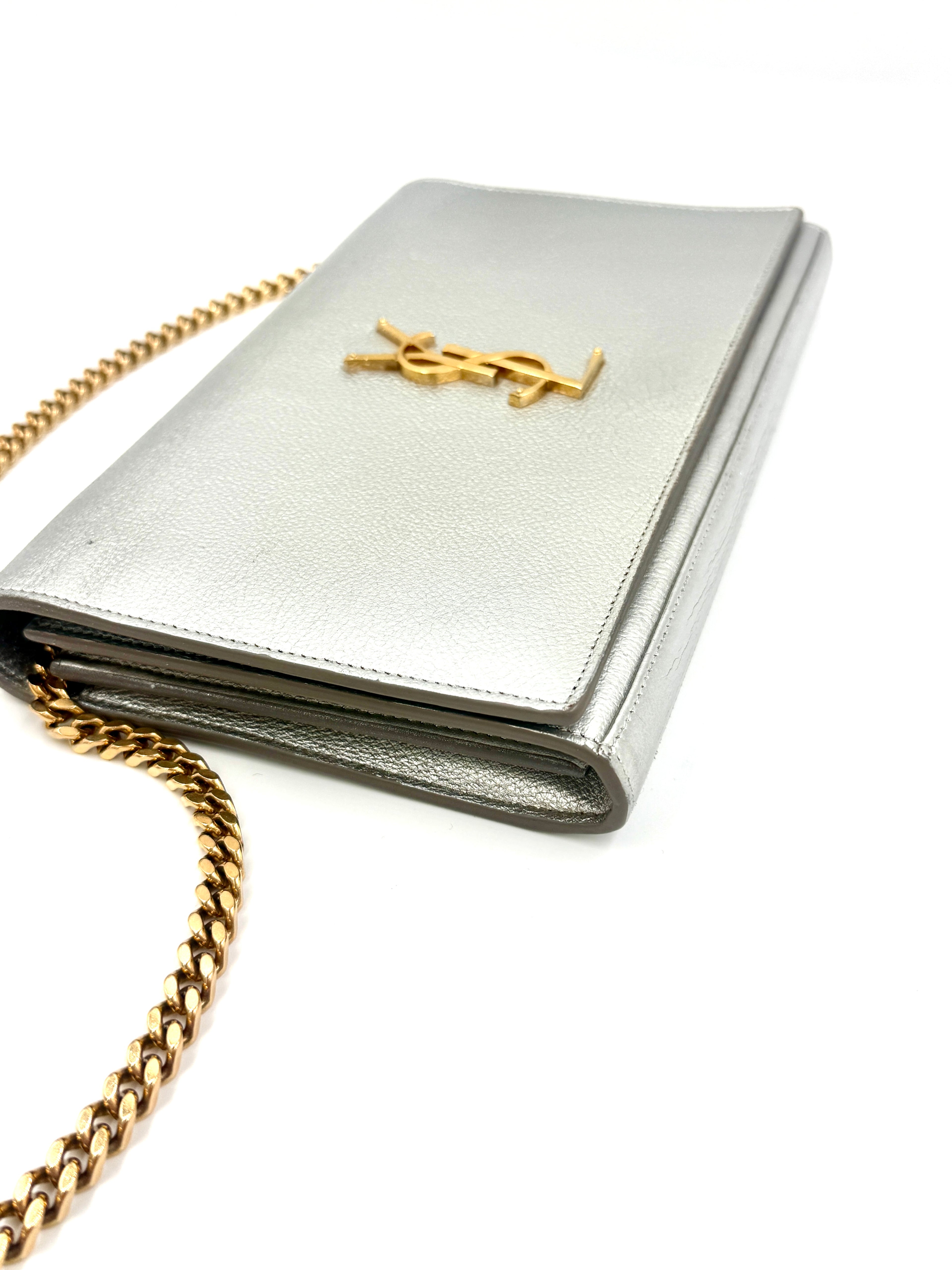 Pre-Owned Yves Saint Laurent Kate Bag Silver with Gold Hardware - Authenticated