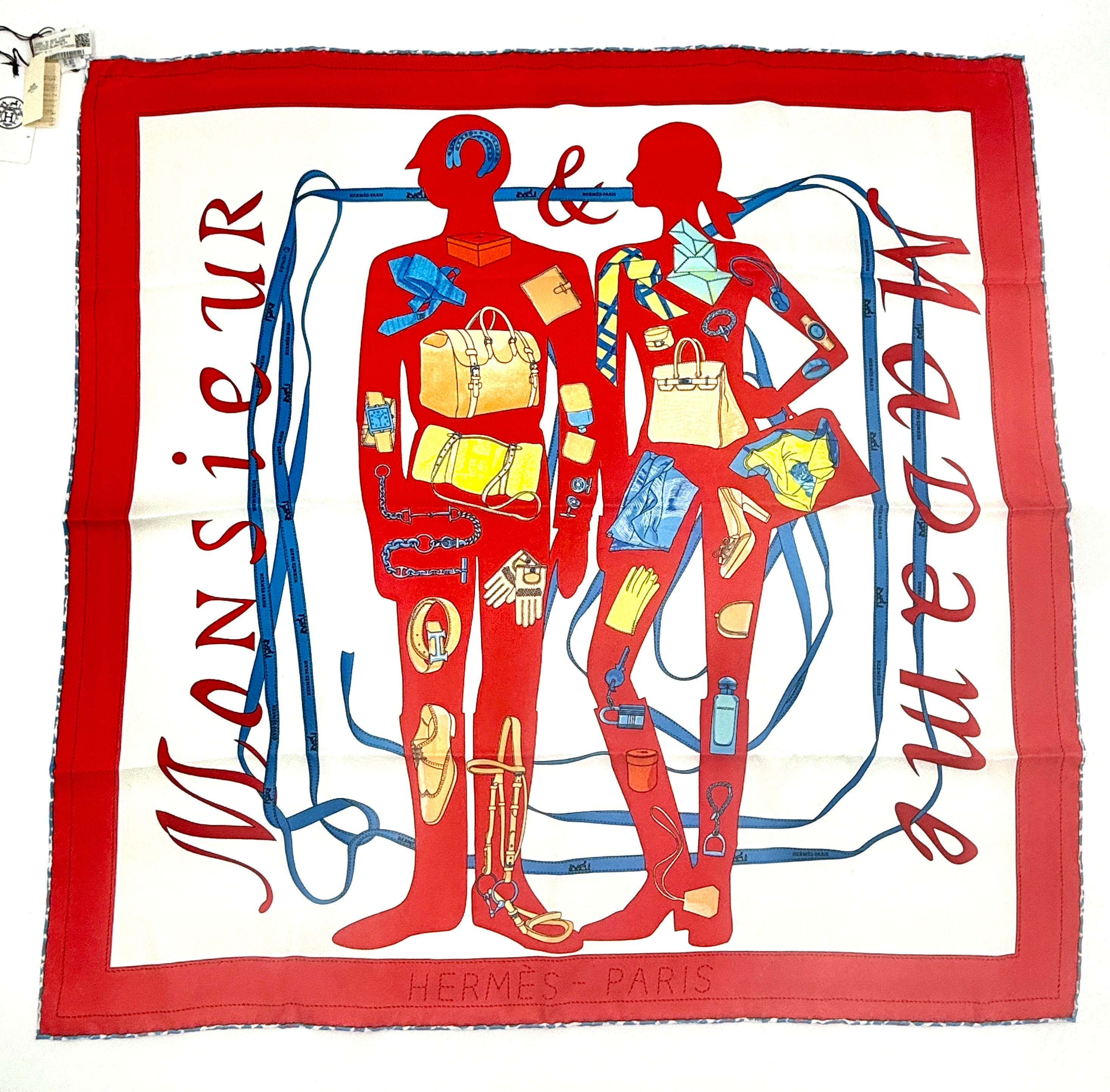 Pre-Owned Hermès Monsieur et Madame Silk Scarf by Bali Barret 70cm - Authenticated