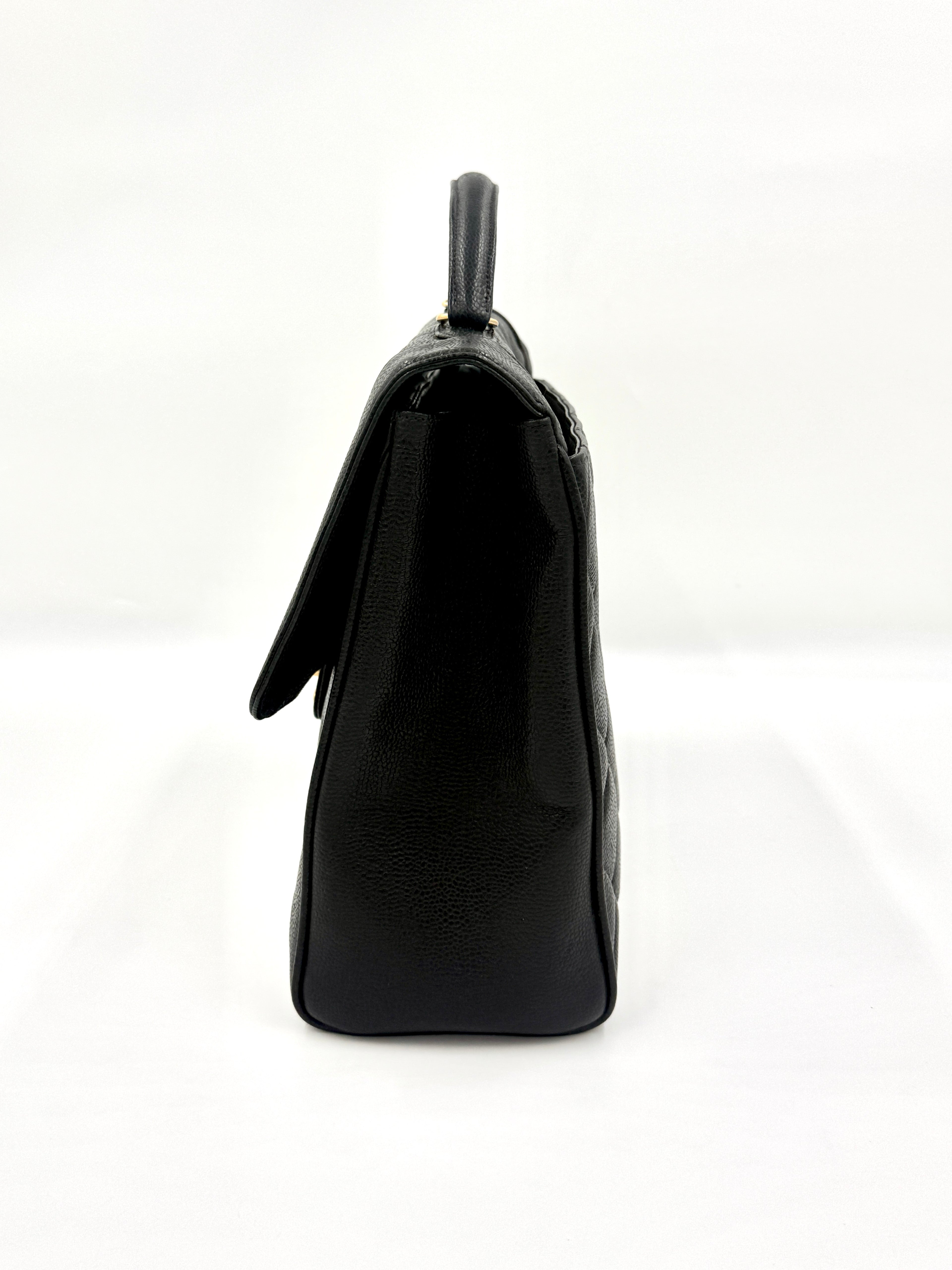 Pre-Owned Chanel Vintage Jumbo Kelly Caviar Leather Top Handle Bag - Authenticated