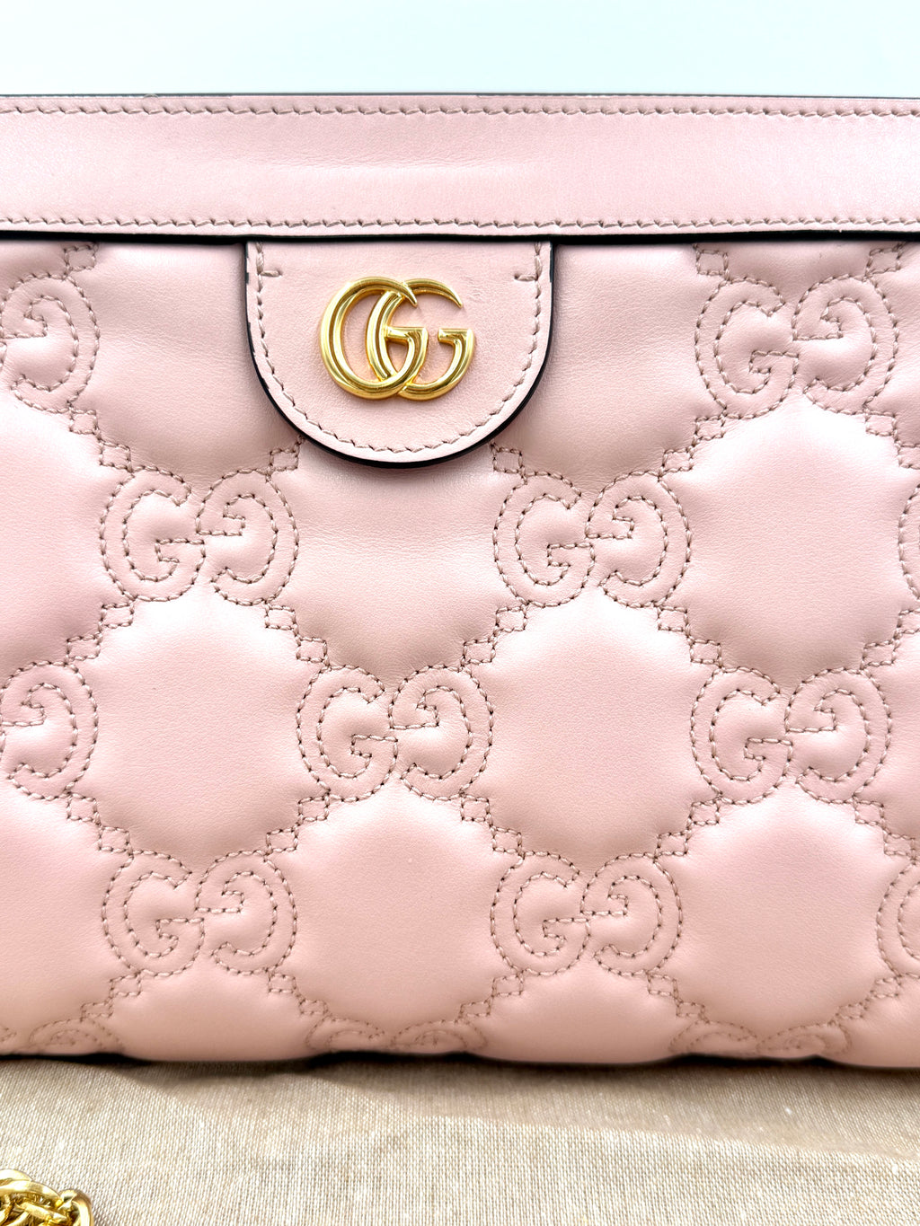 Pre-Owned GUCCI Calfskin GG Matelasse  Bag Perfect Pink Natural - Authenticated