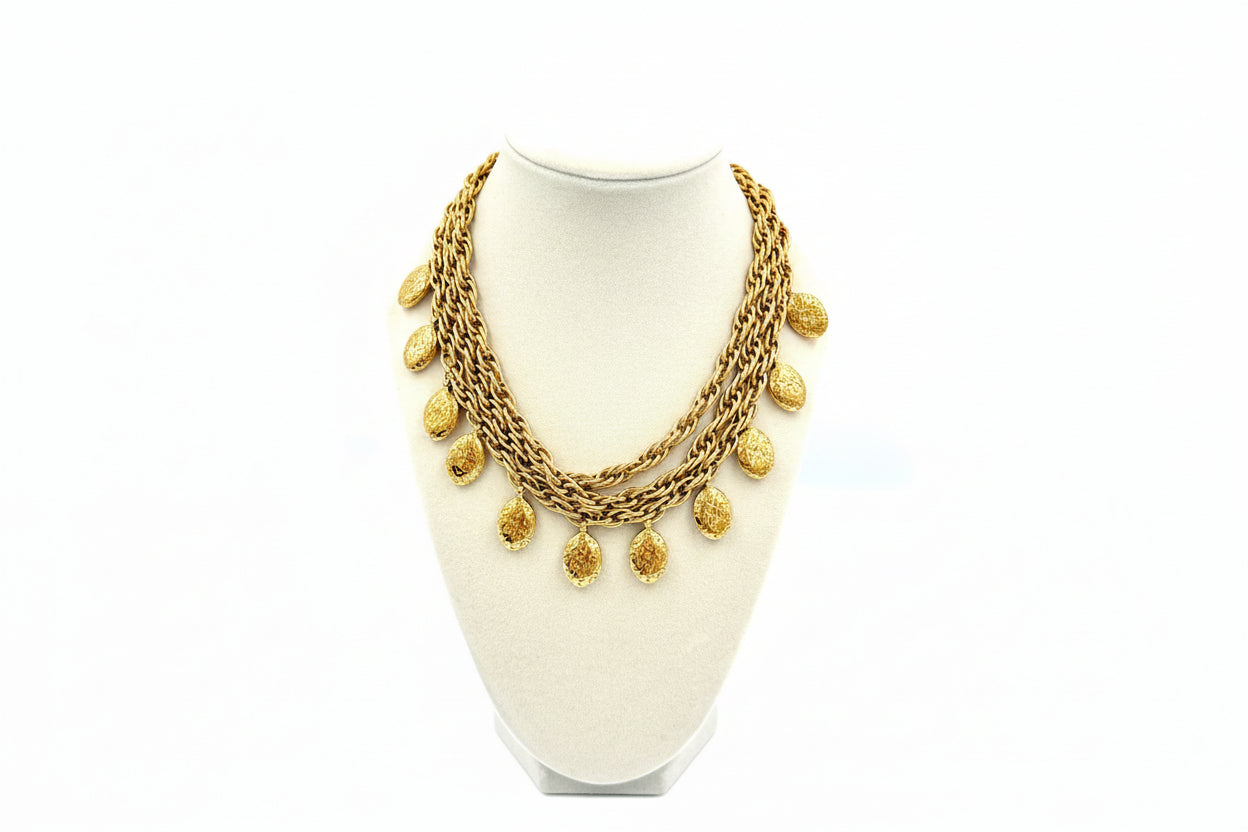 Pre-owned Chanel Vintage Gold Namesake Charm Multi Strand Necklace - Authenticated