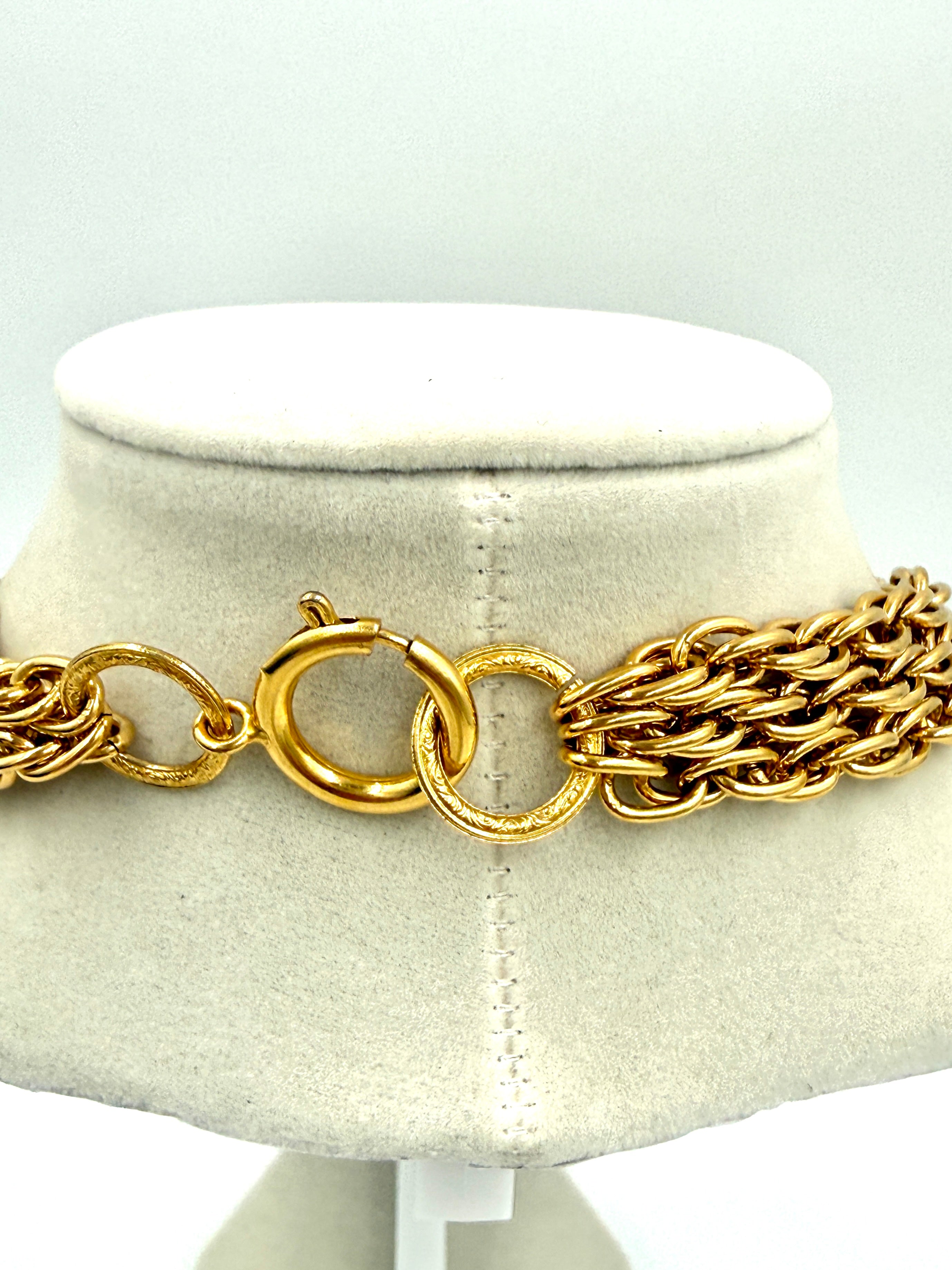 Pre-owned Chanel Vintage Gold Namesake Charm Multi Strand Necklace - Authenticated