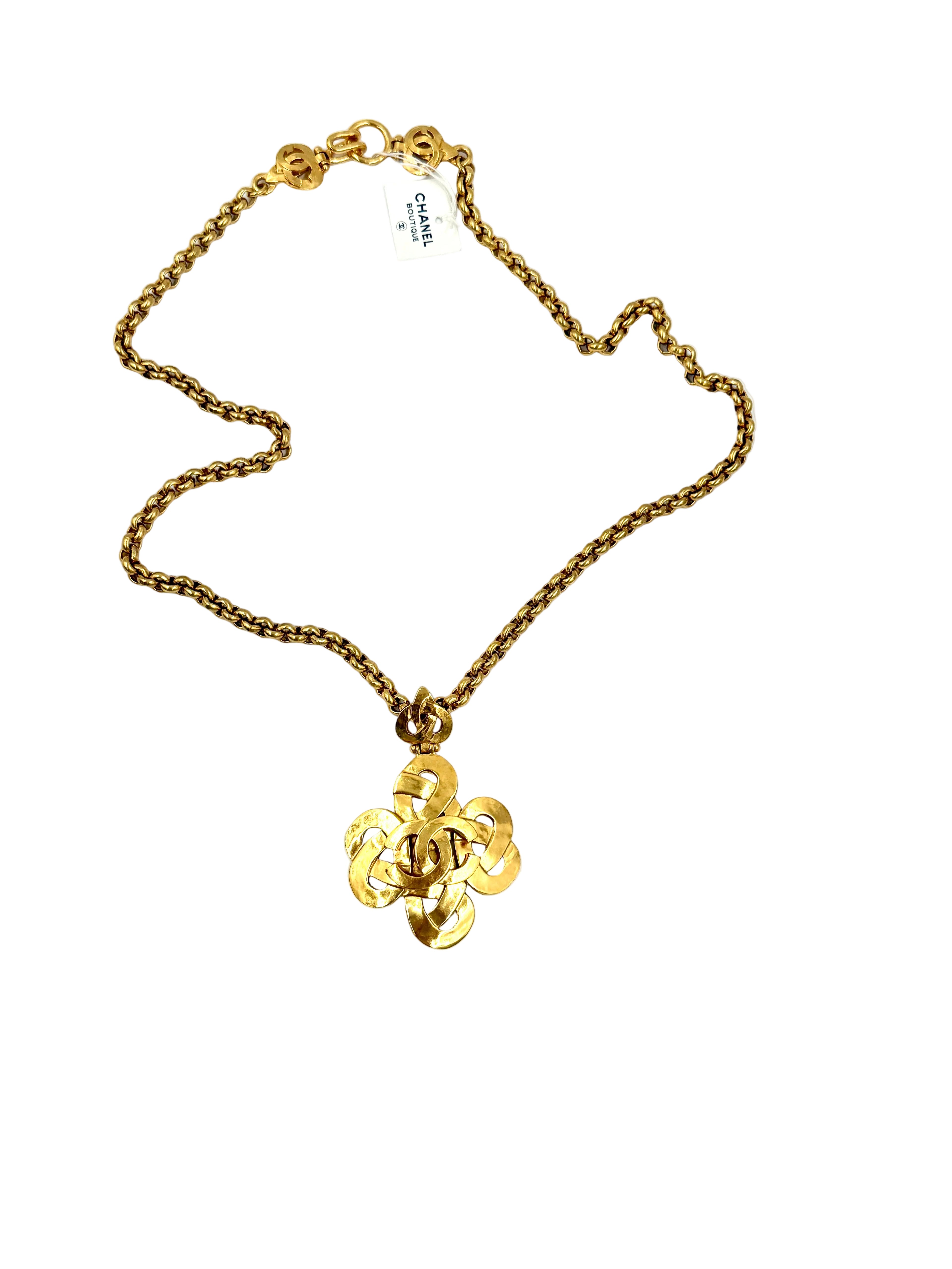 Pre-Owned Chanel Woven Coco Mark Gold Plated Necklace - Authenticated