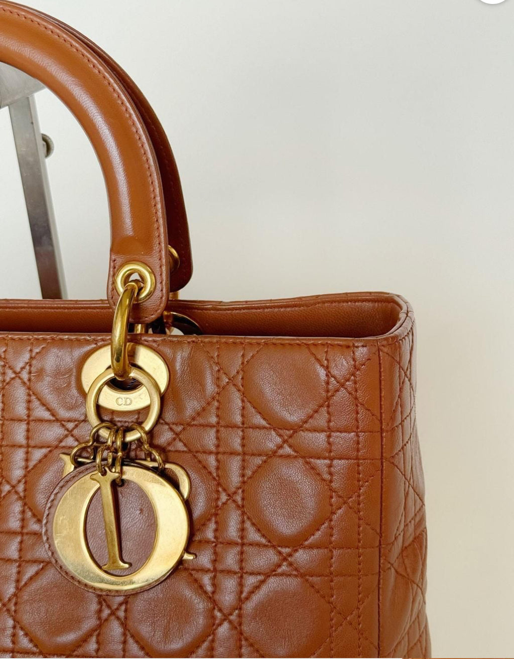 Christian Dior Lady Dior Bag Cannage Quilted Lambskin Large - Pre Owned Authentic