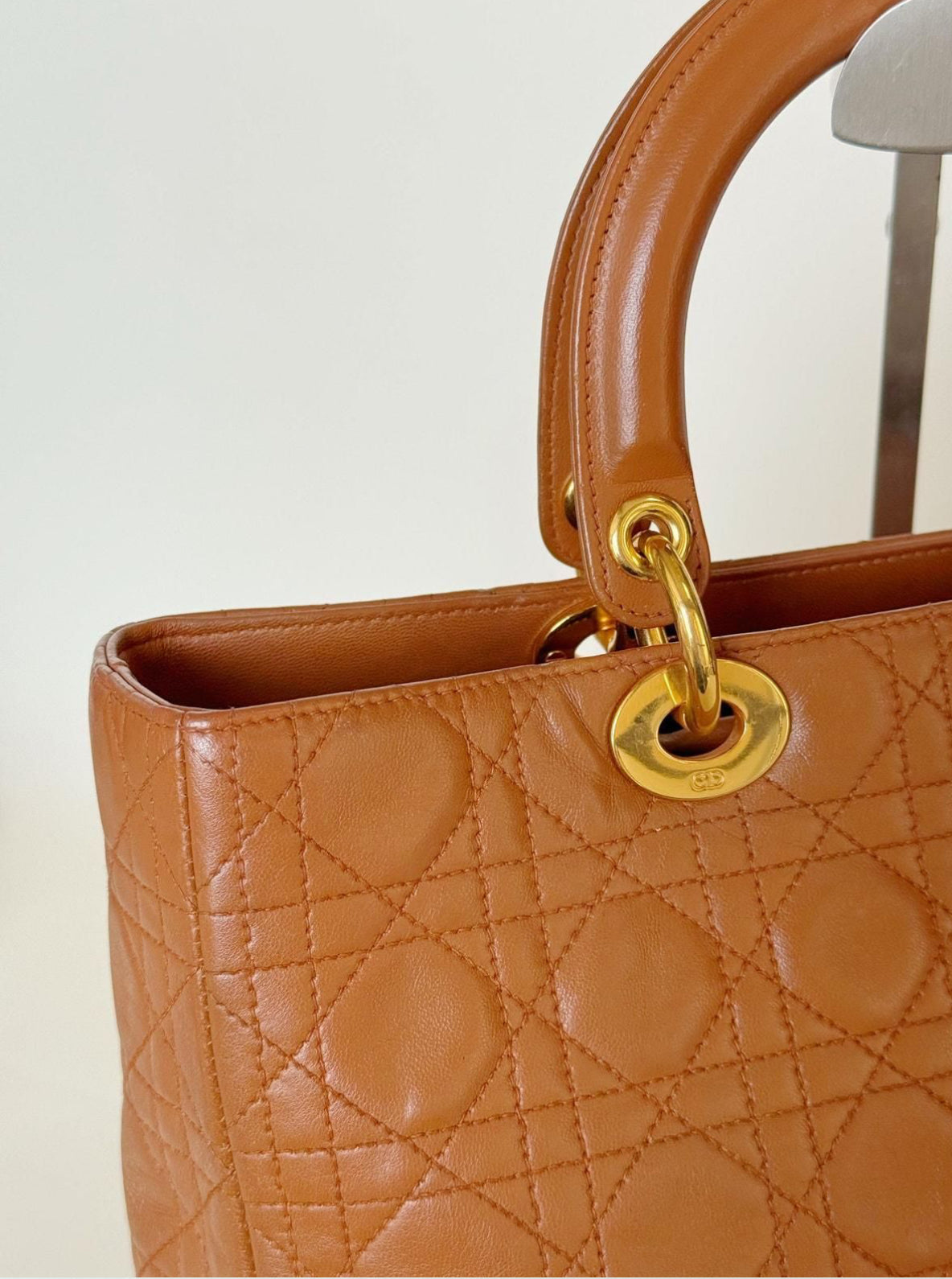 Christian Dior Lady Dior Bag Cannage Quilted Lambskin Large - Pre Owned Authentic