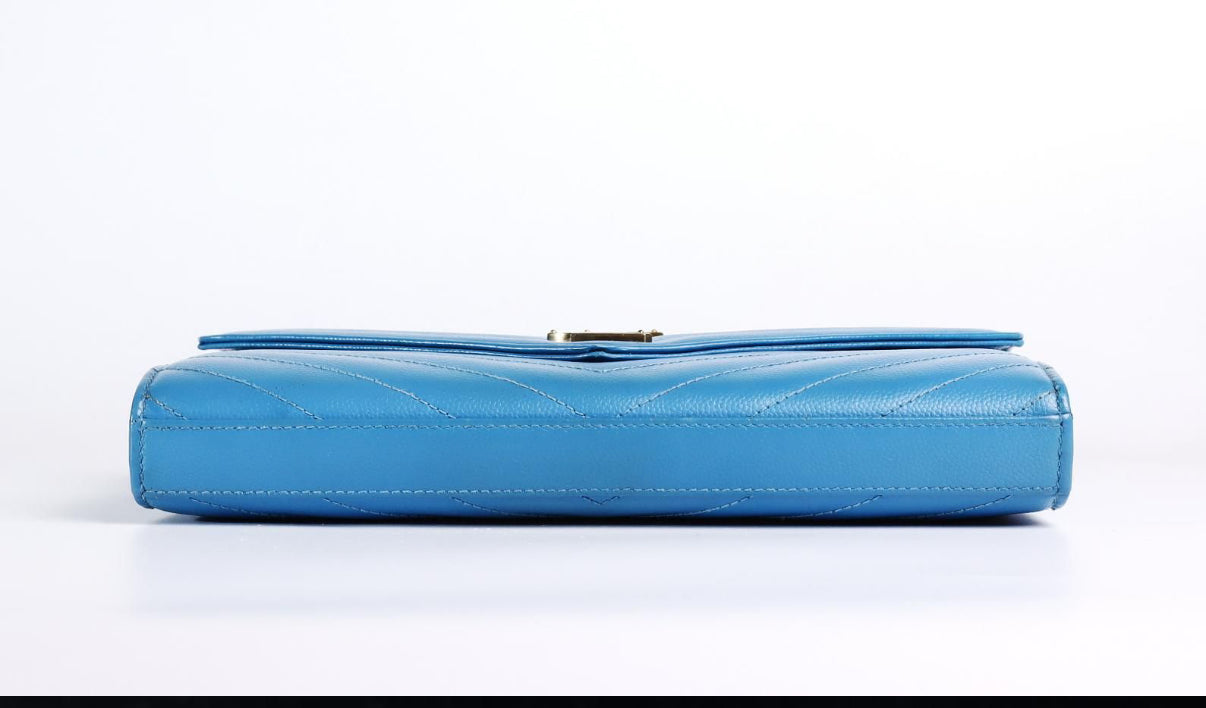 Yves Saint Laurent WOC Bag with Chevron Stitching and Gold Hardware - Pre Owned Authentic