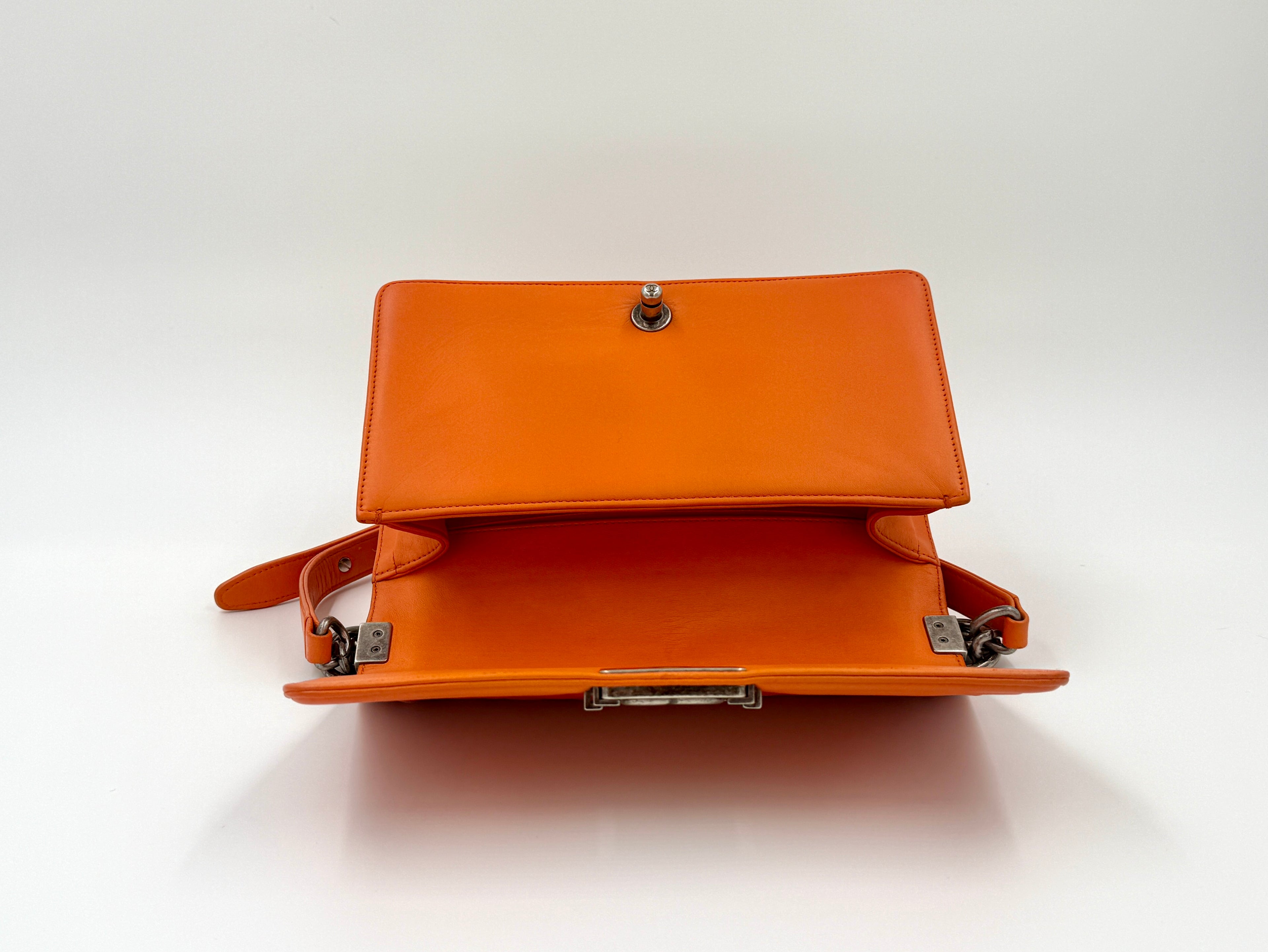 Chanel Orange Boy Bag with Ruthenium Hardware Old Medium - Pre Owned Authentic