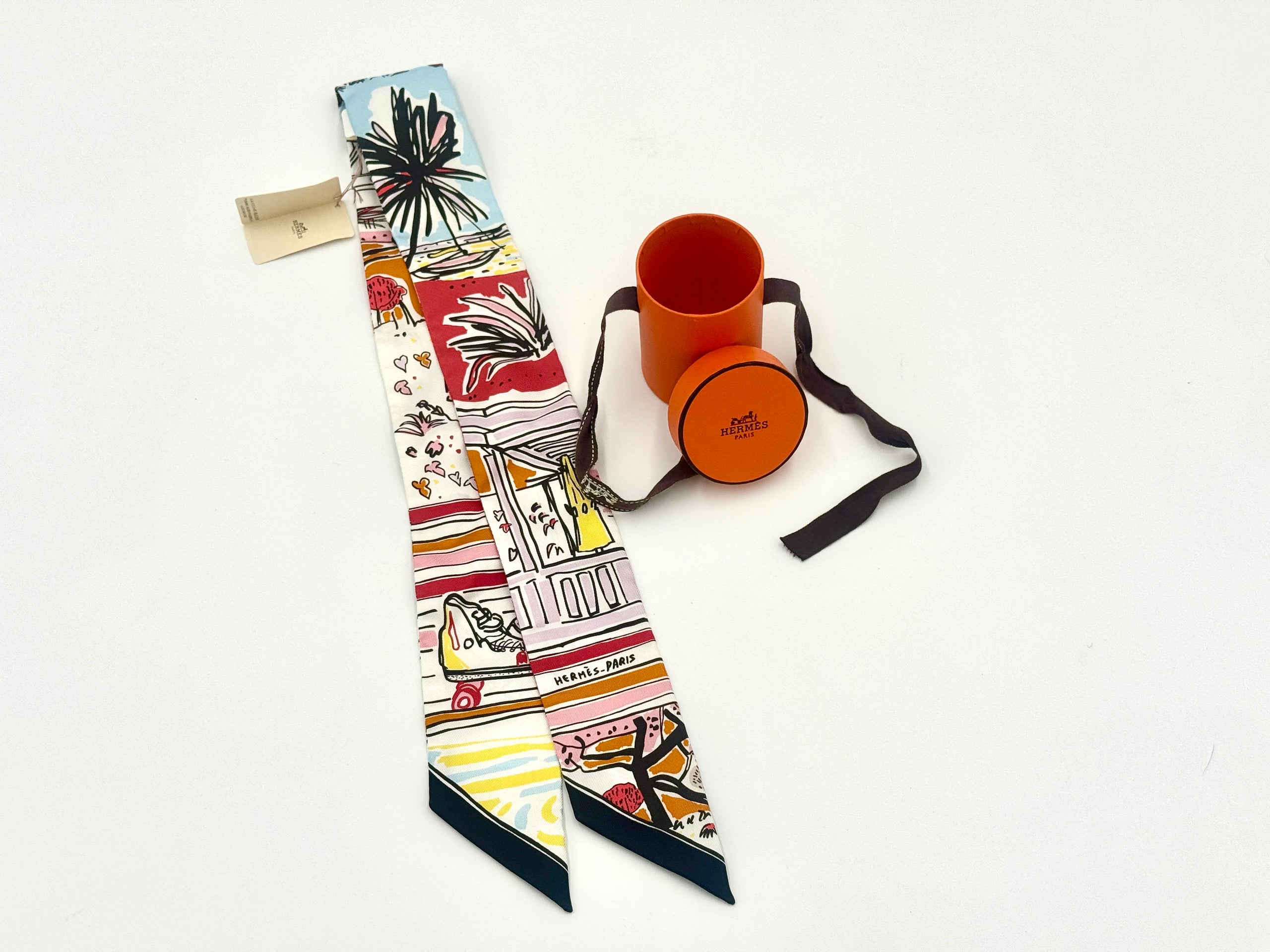 Hermes Rayures d'Ete Silk Twilly Scarf - Pre Owned Authentic