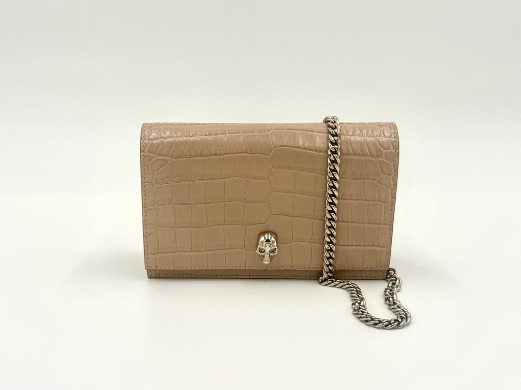 Alexander McQueen Skull Croc Embossed Shoulder Bag - Pre Owned Authentic