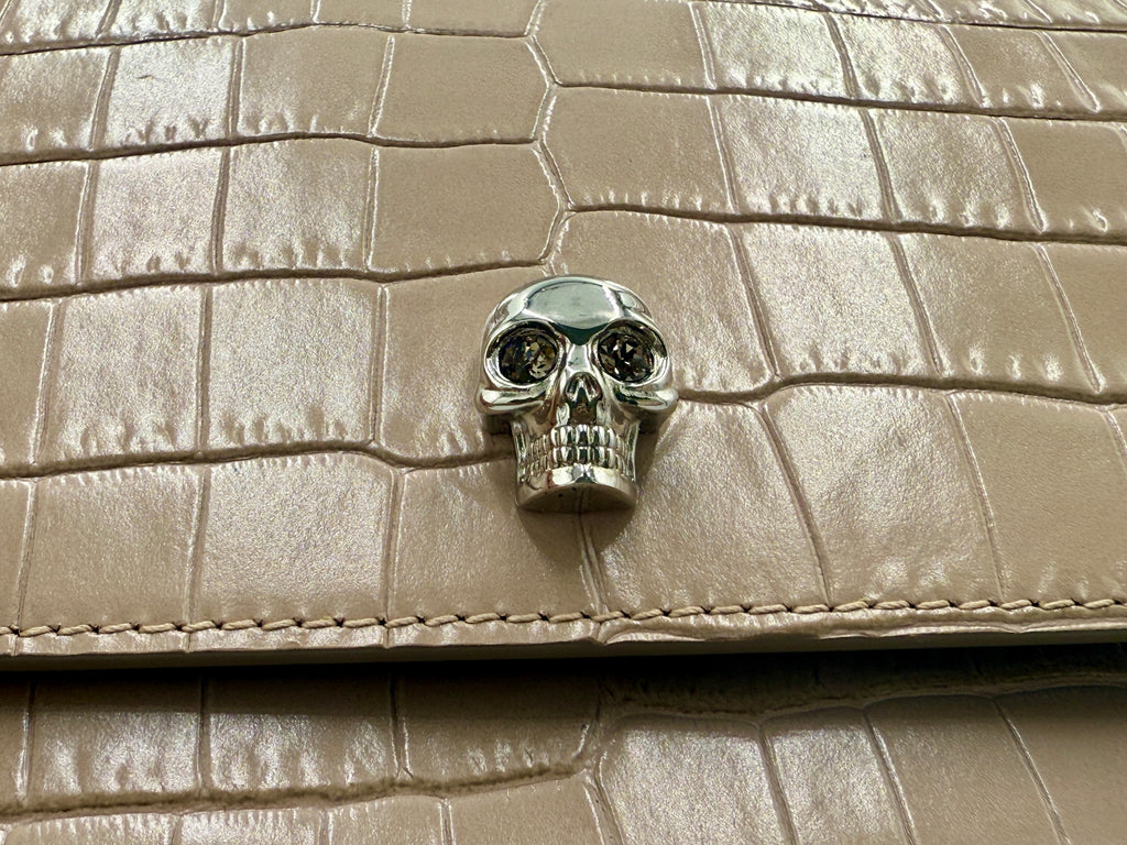 Alexander McQueen Skull Croc Embossed Shoulder Bag - Pre Owned Authentic