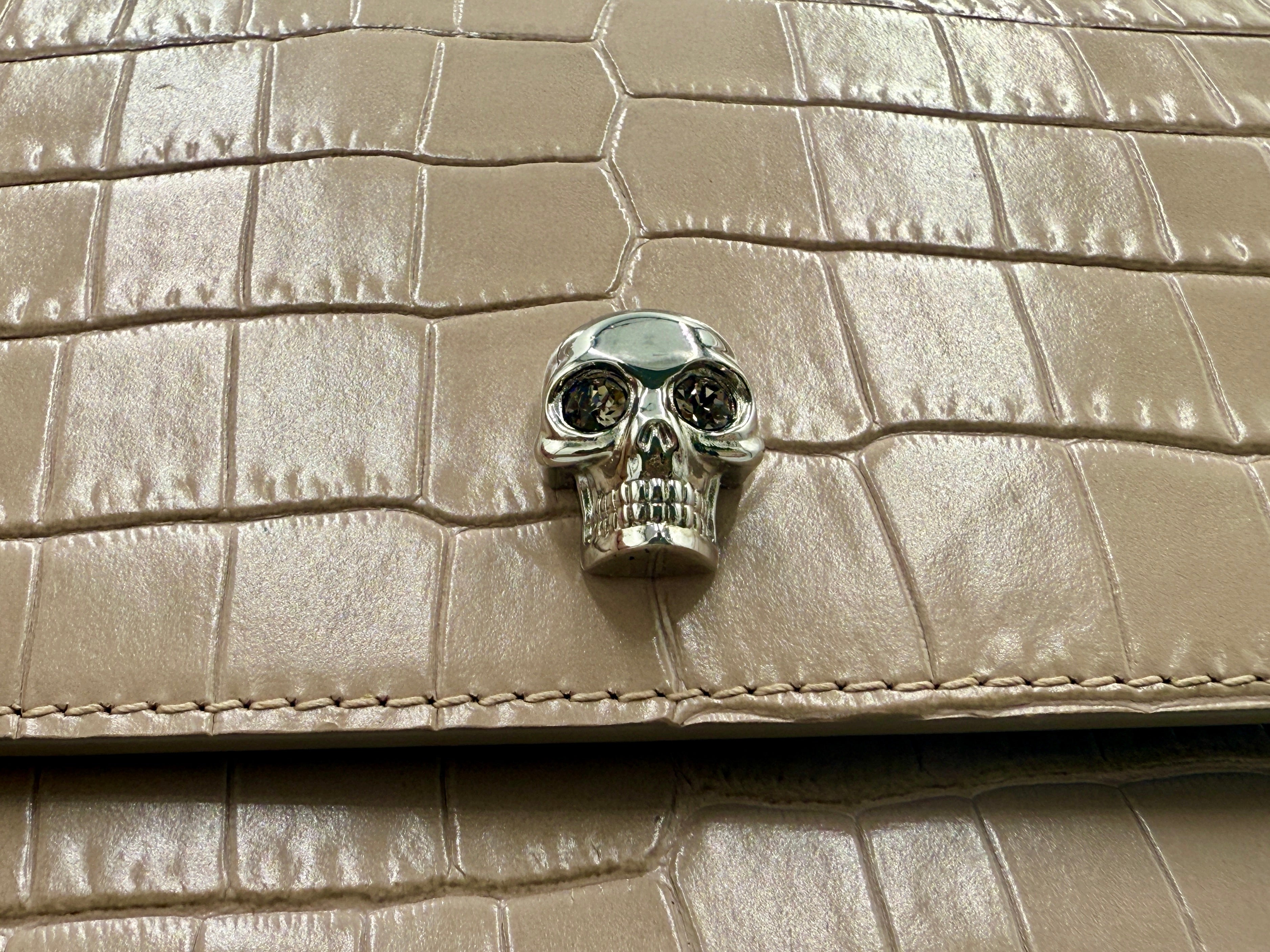 Alexander McQueen Skull Croc Embossed Shoulder Bag - Pre Owned Authentic