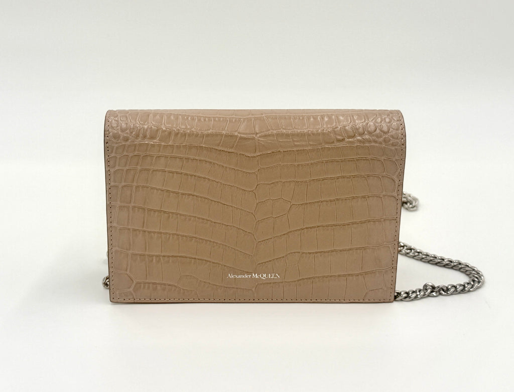 Alexander McQueen Skull Croc Embossed Shoulder Bag - Pre Owned Authentic