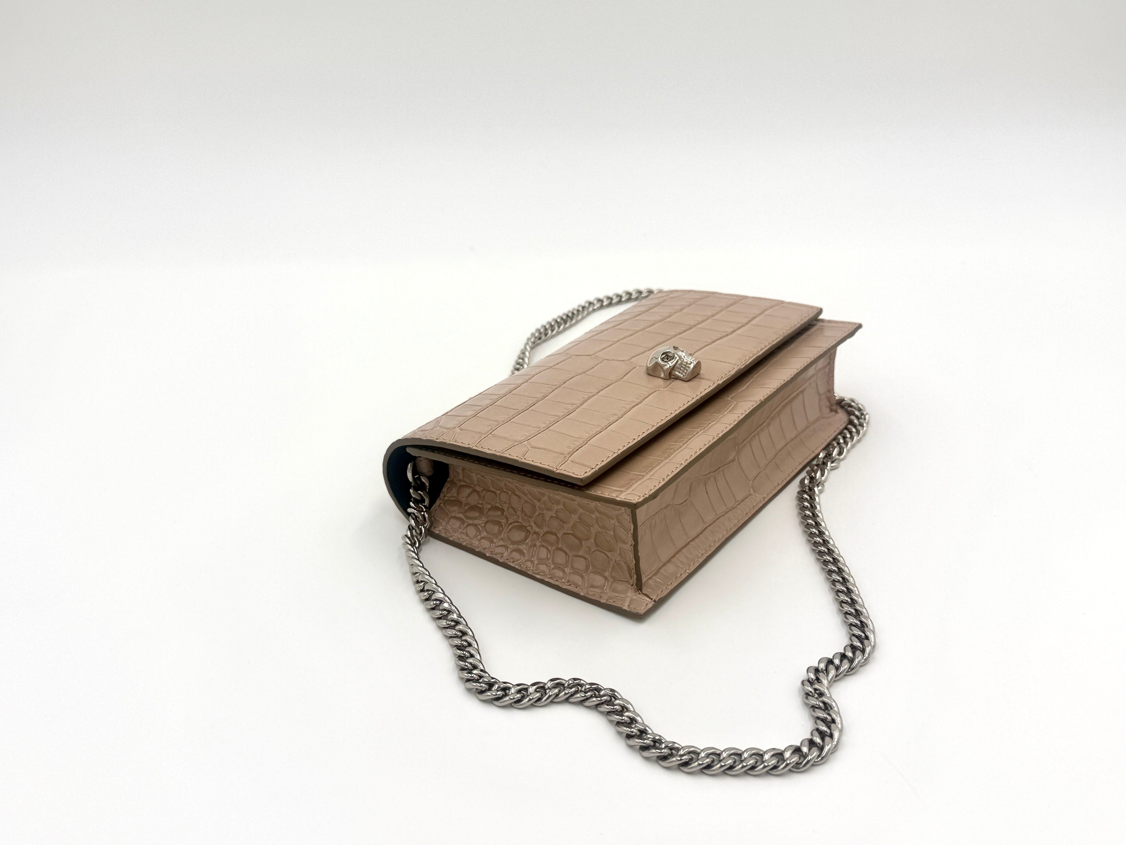 Alexander McQueen Skull Croc Embossed Shoulder Bag - Pre Owned Authentic