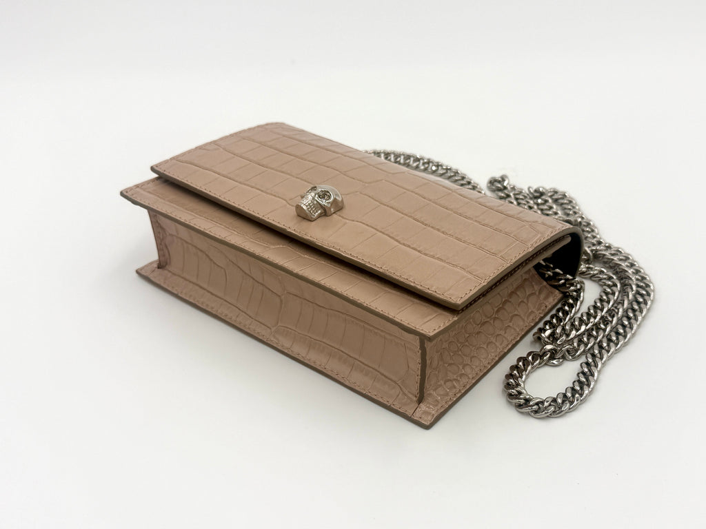 Alexander McQueen Skull Croc Embossed Shoulder Bag - Pre Owned Authentic