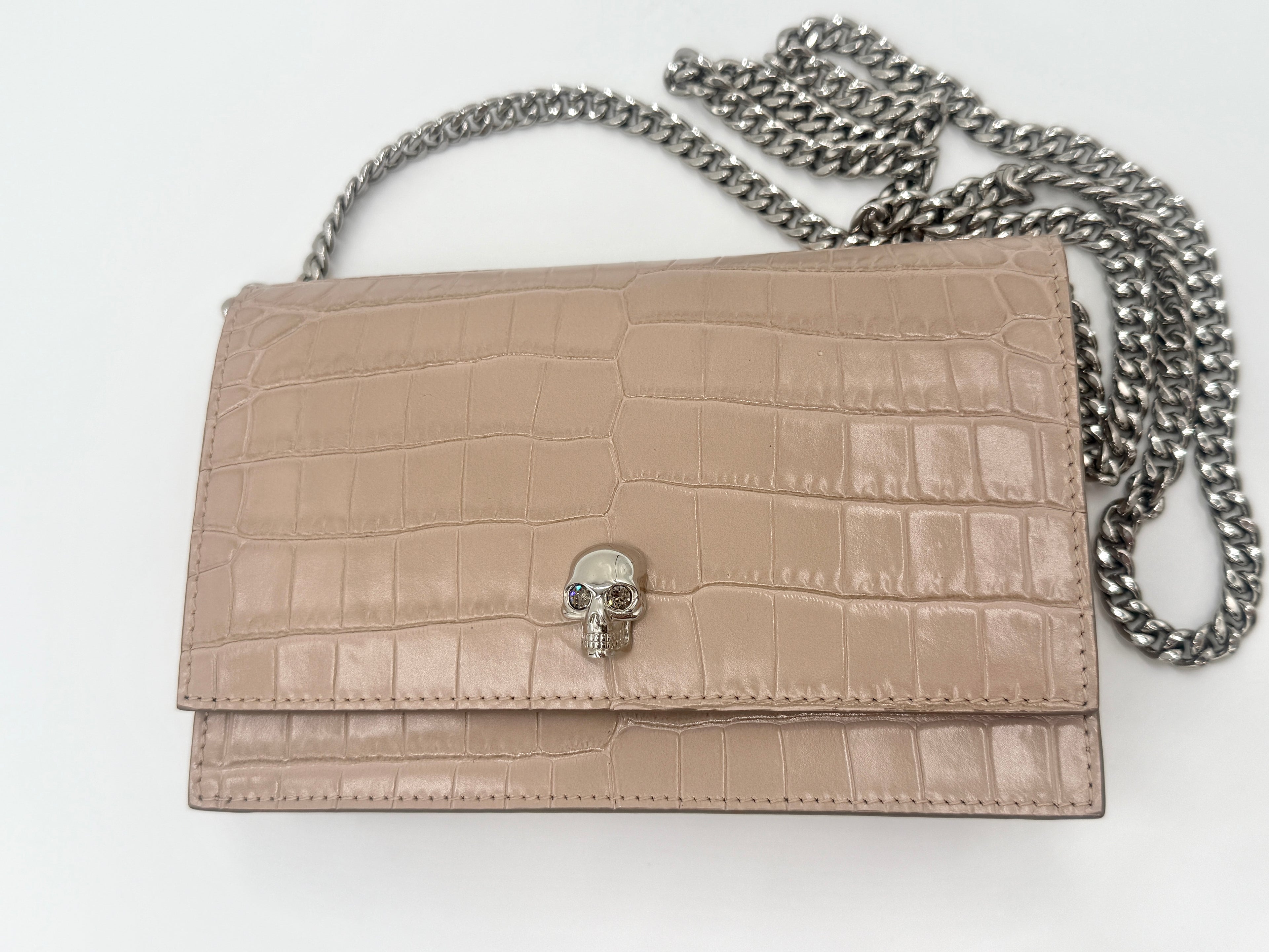 Alexander McQueen Skull Croc Embossed Shoulder Bag - Pre Owned Authentic