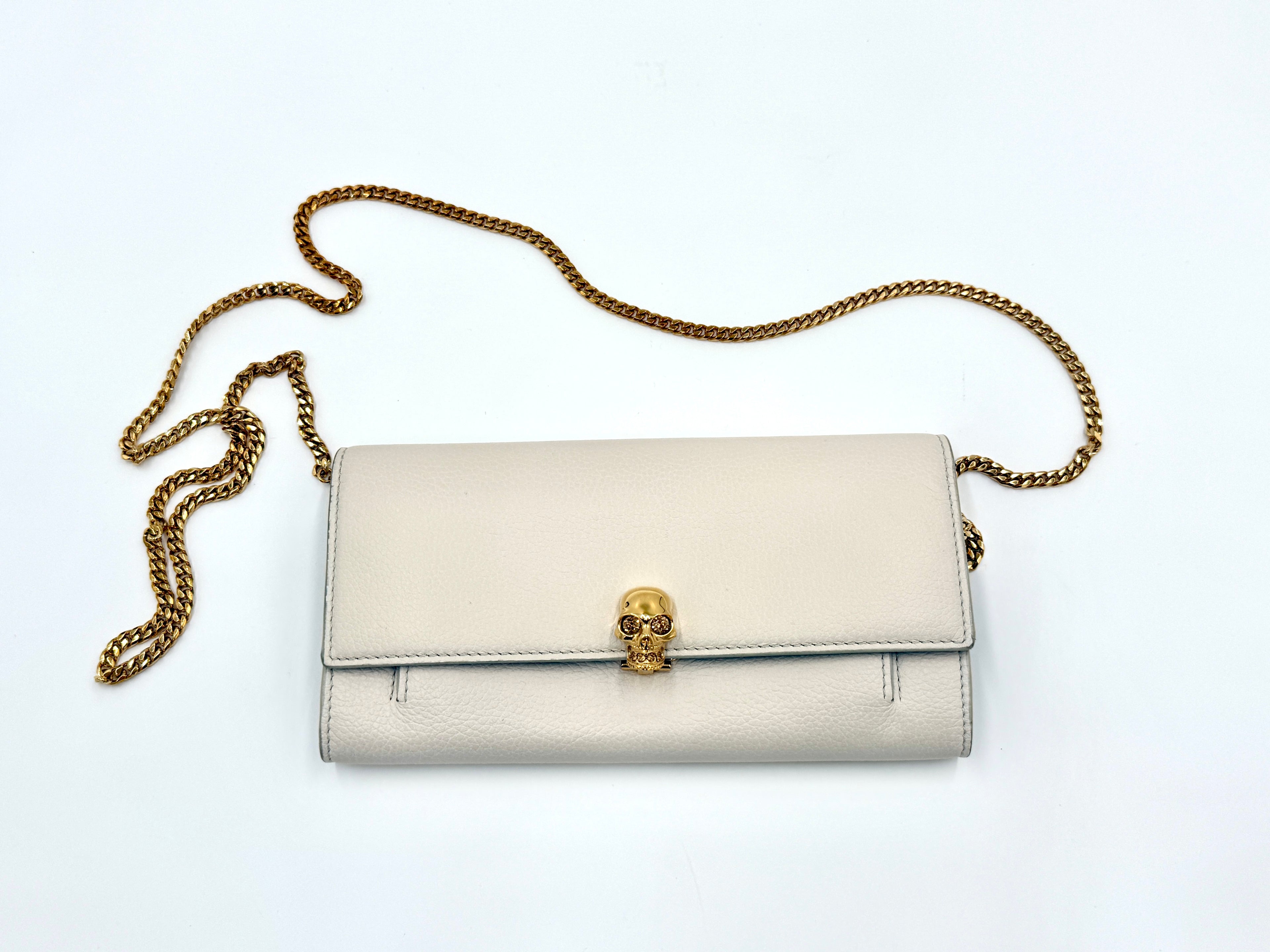 Alexander McQueen Skull Clasp Wallet on Chain Ivory - Pre Owned Authentic