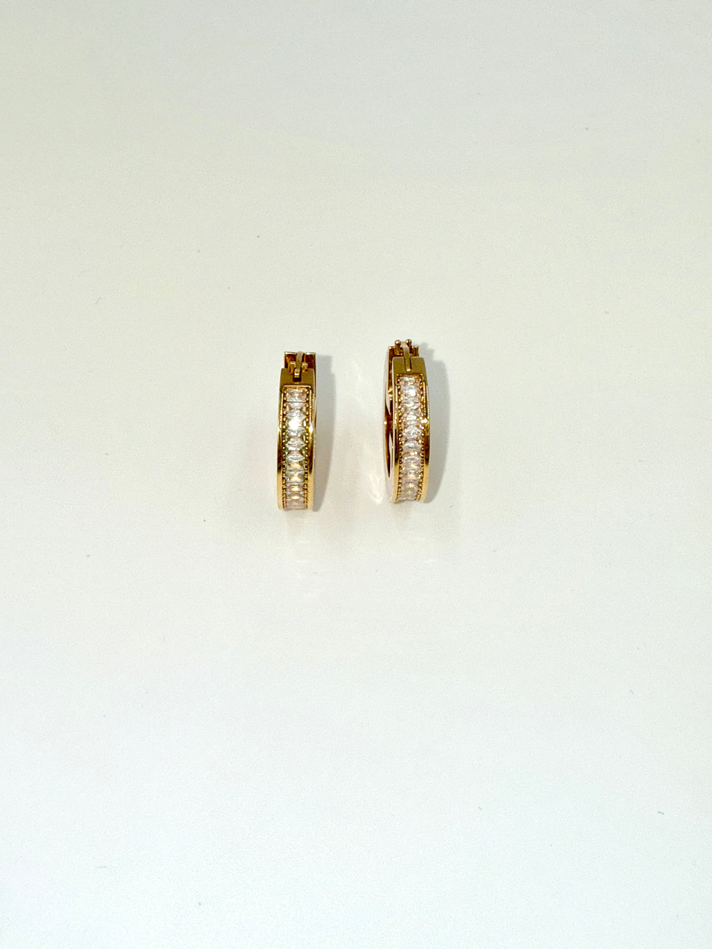 Gucci GG Enamel and Gold Crystal Hoop Earrings - Pre Owned Authentic