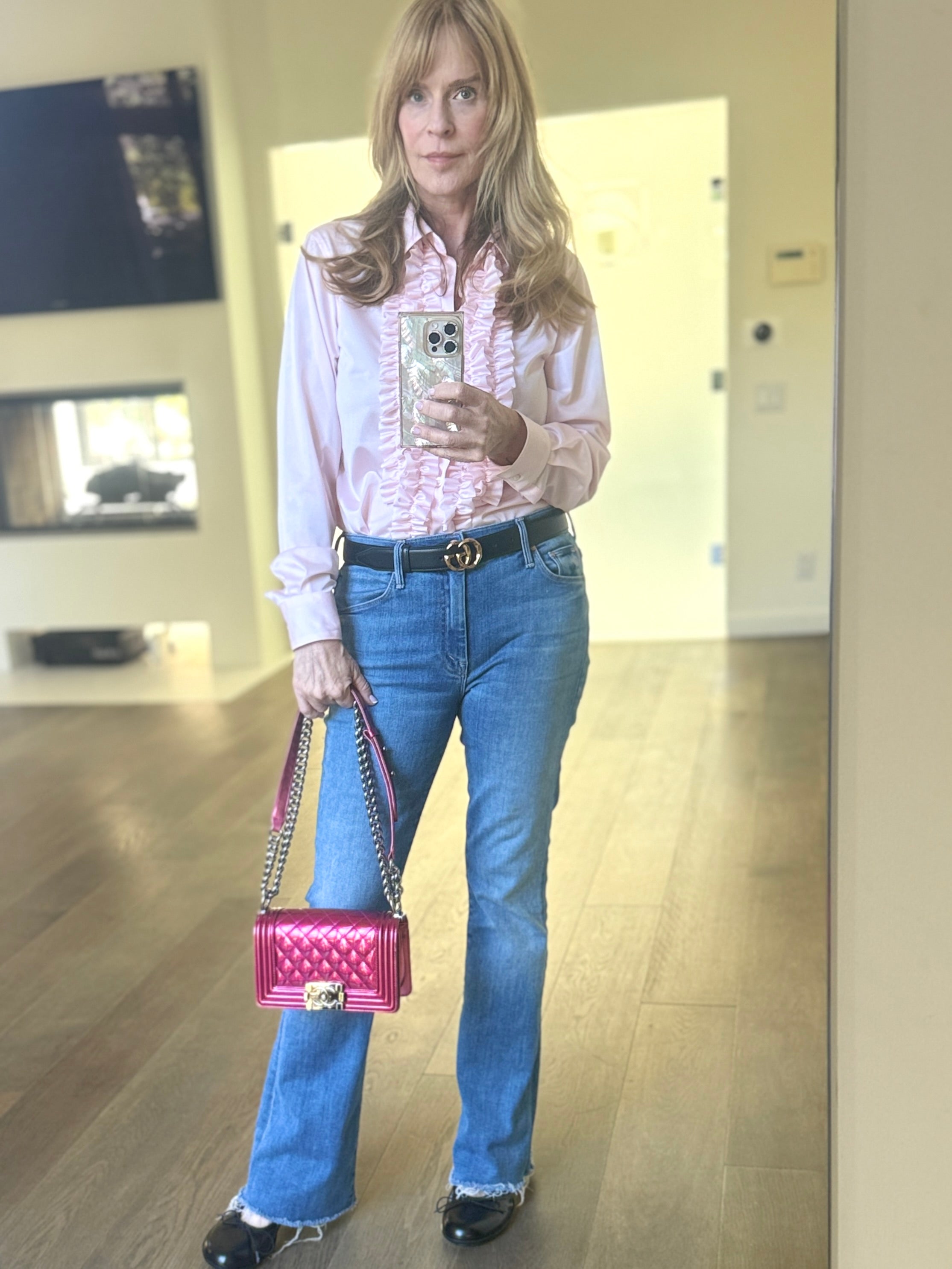 Chanel Pink Liquid Patent Small Boy Bag with Ruthenium Hardware - Pre Owned Authentic