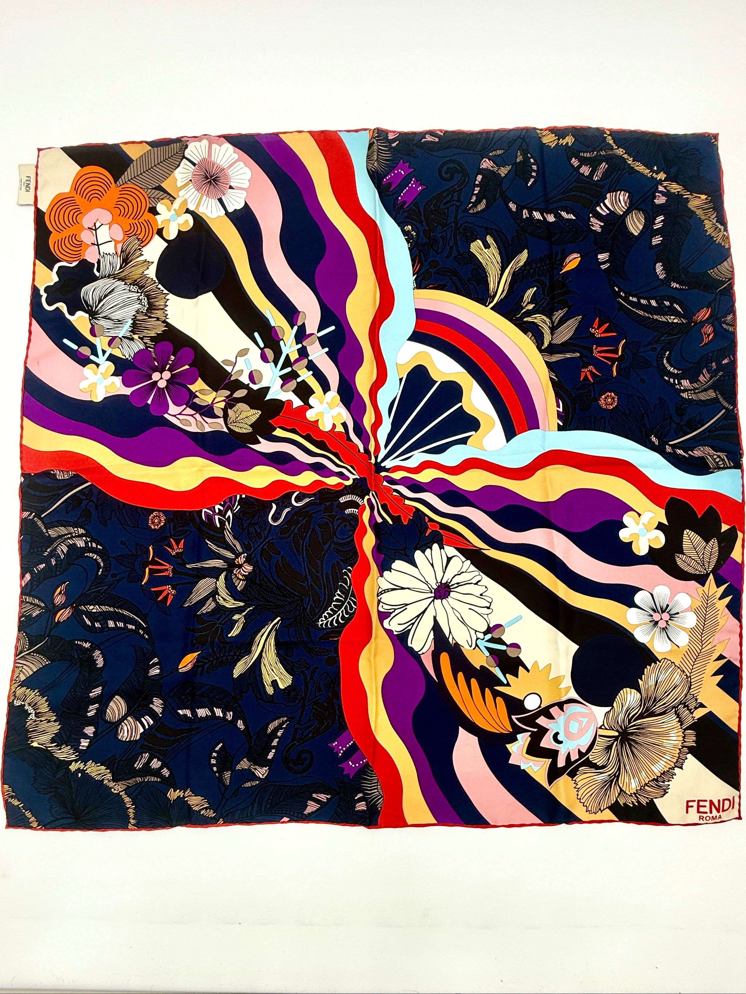 Fendi Silk Scarf with Groovy Vibes - Pre Owned Authentic