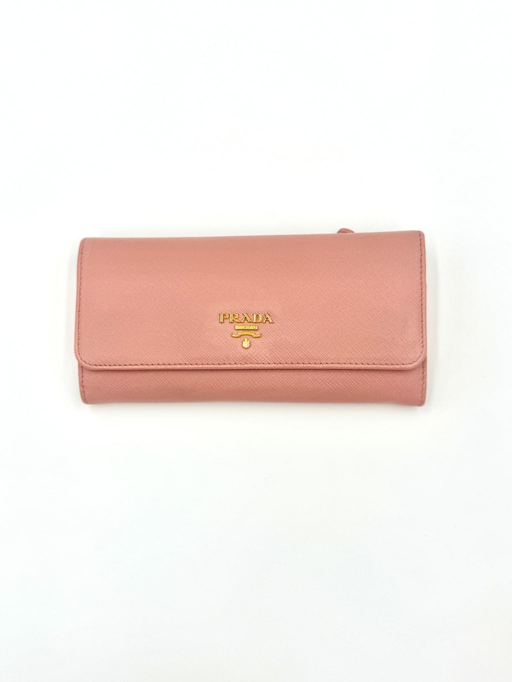 Prada Pink Saffiano Leather Long Wallet (with chain)