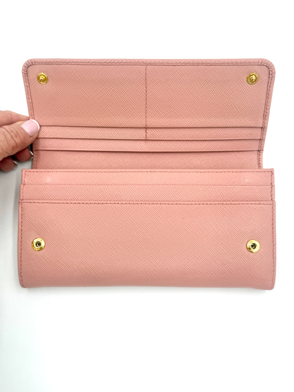 Prada Pink Saffiano Leather Long Wallet (with chain)