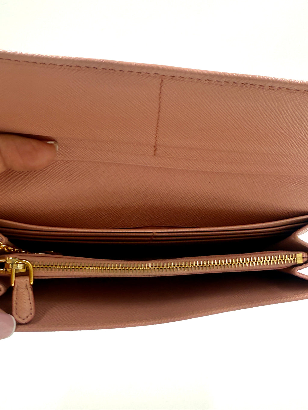 Prada Pink Saffiano Leather Long Wallet (with chain)