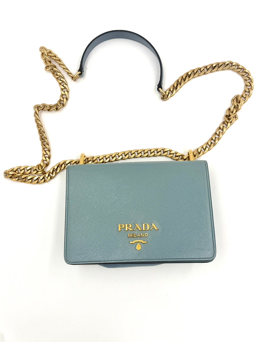 Prada Blue Saffiano Leather Crossbody Shoulder Bag - Pre Owned Authentic