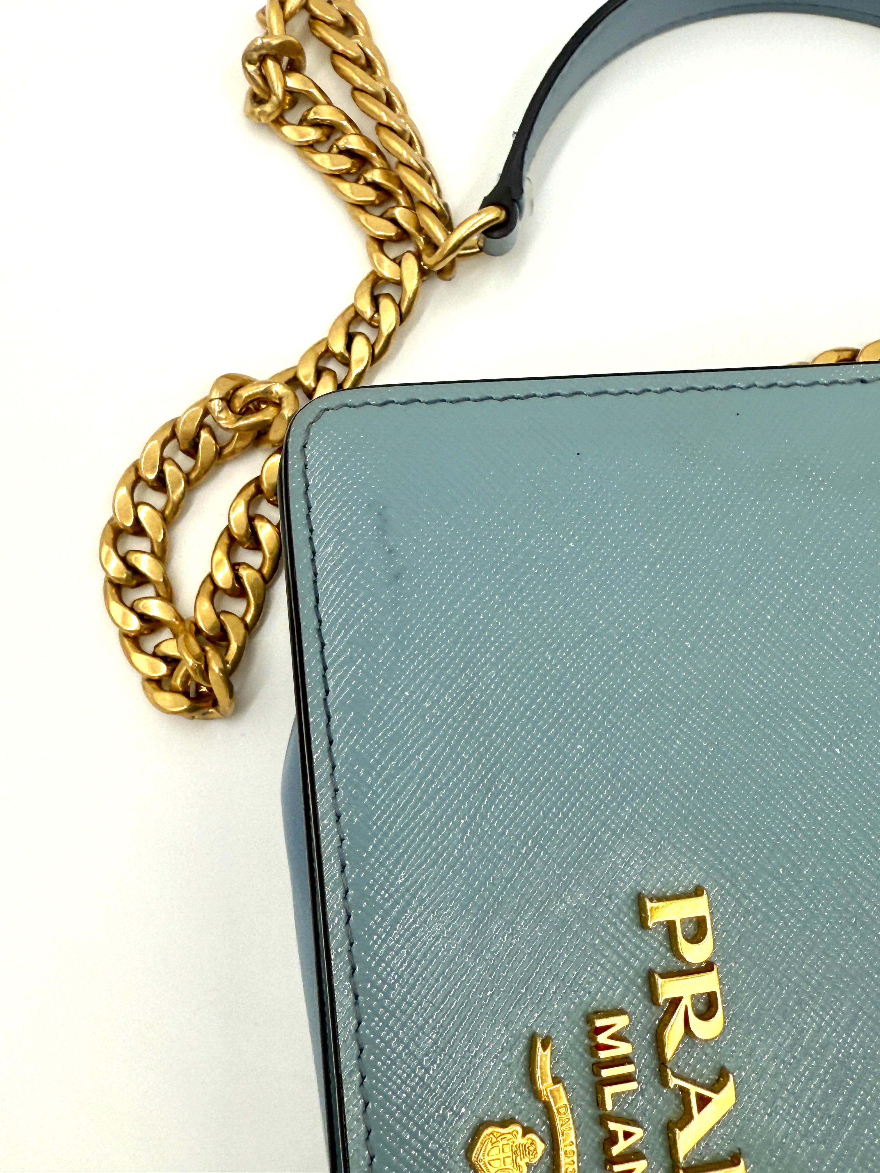 Prada Blue Saffiano Leather Crossbody Shoulder Bag - Pre Owned Authentic