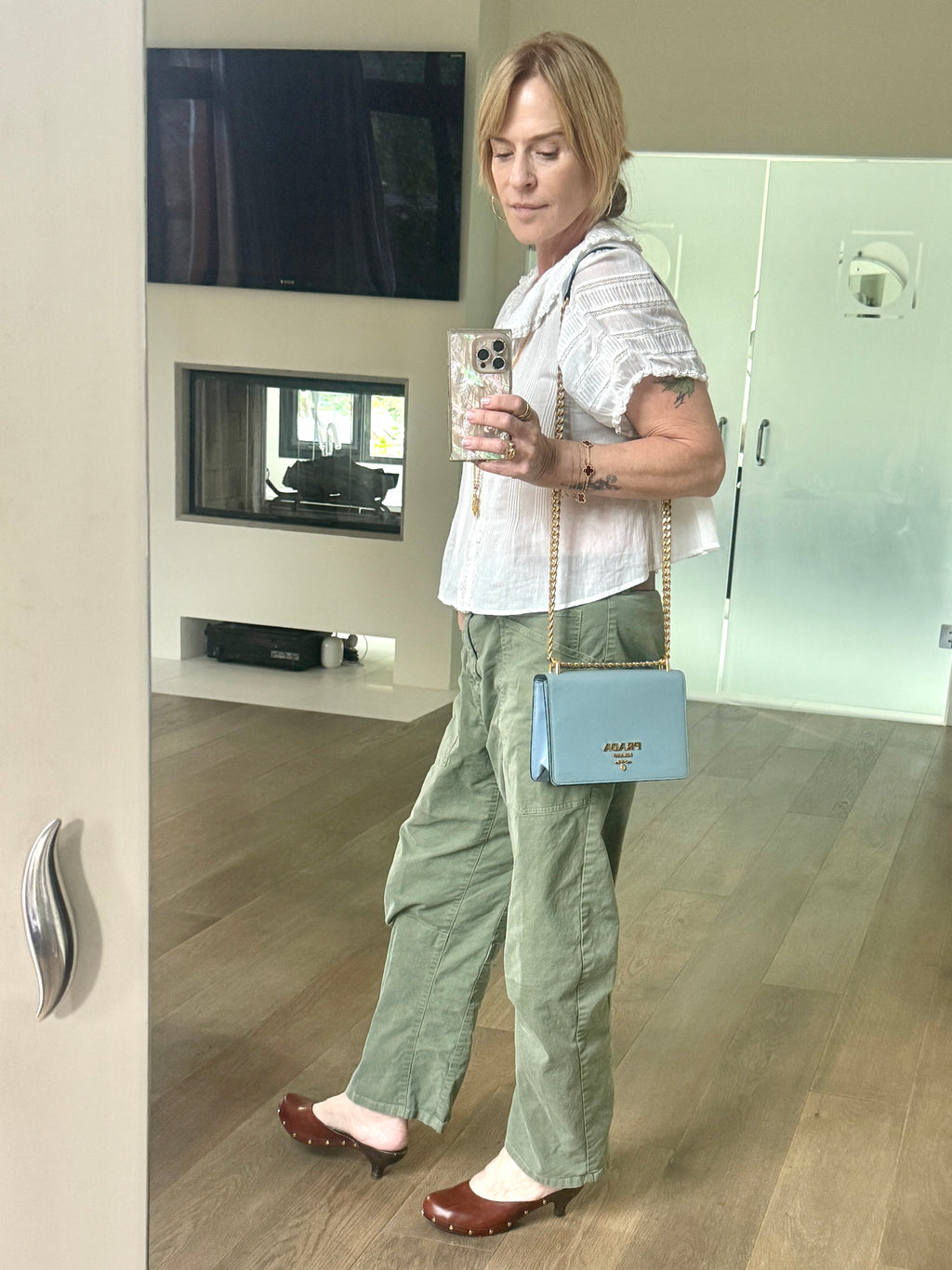 Prada Blue Saffiano Leather Crossbody Shoulder Bag - Pre Owned Authentic