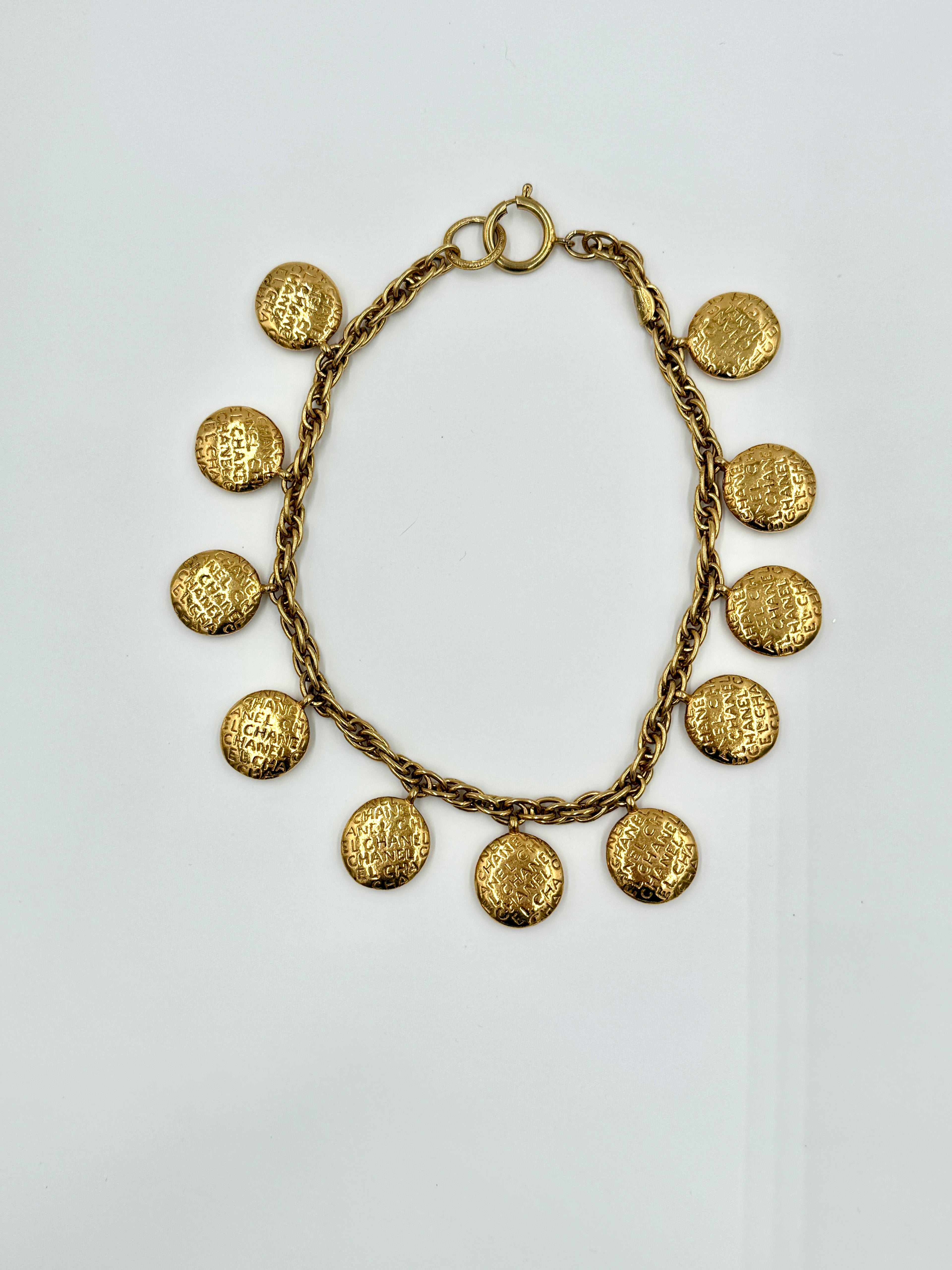 Chanel Vintage Reversible Logo Mademoiselle Medallion Charm Necklace - Pre Owned Authentic