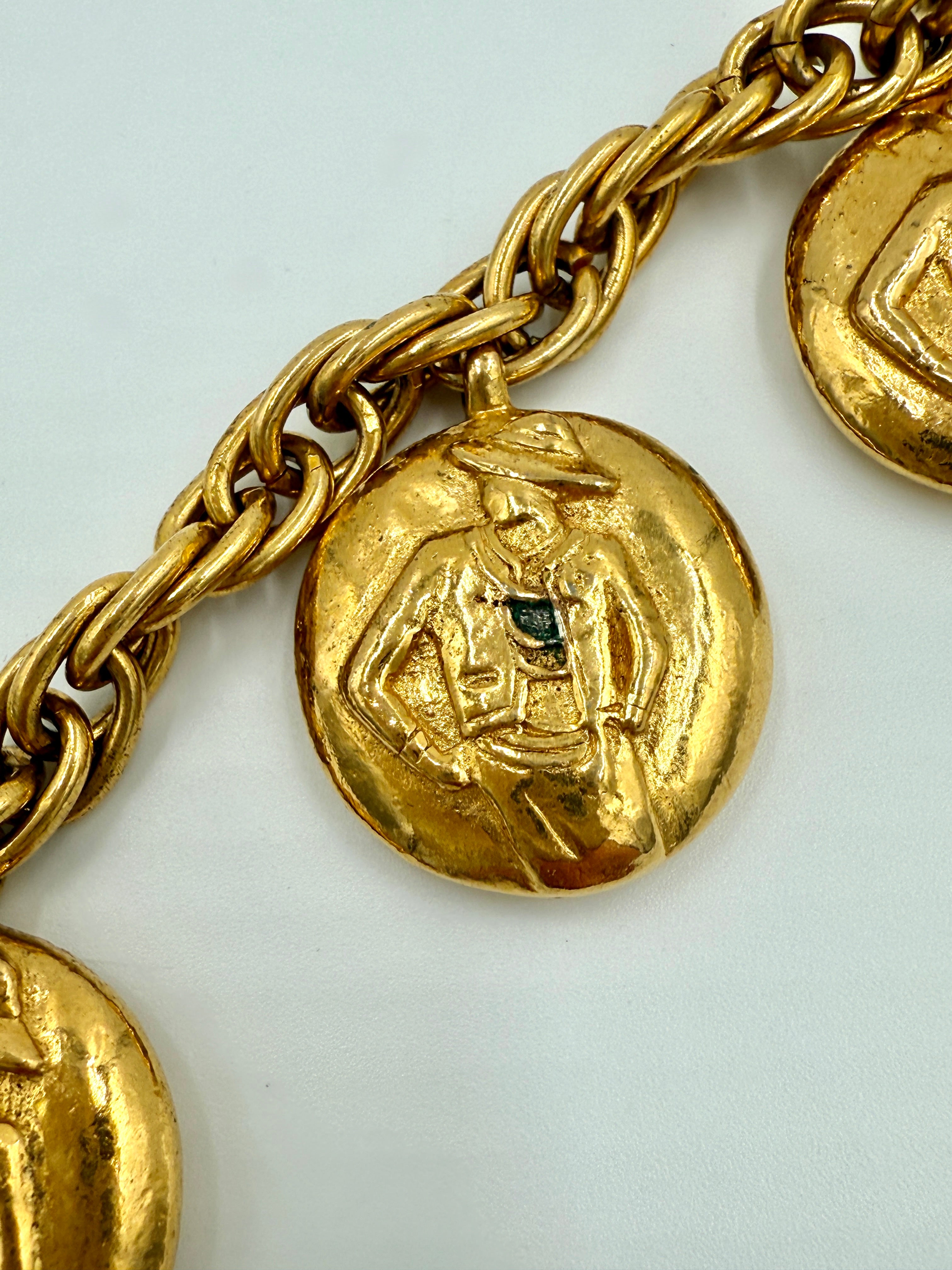 Chanel Vintage Reversible Logo Mademoiselle Medallion Charm Necklace - Pre Owned Authentic