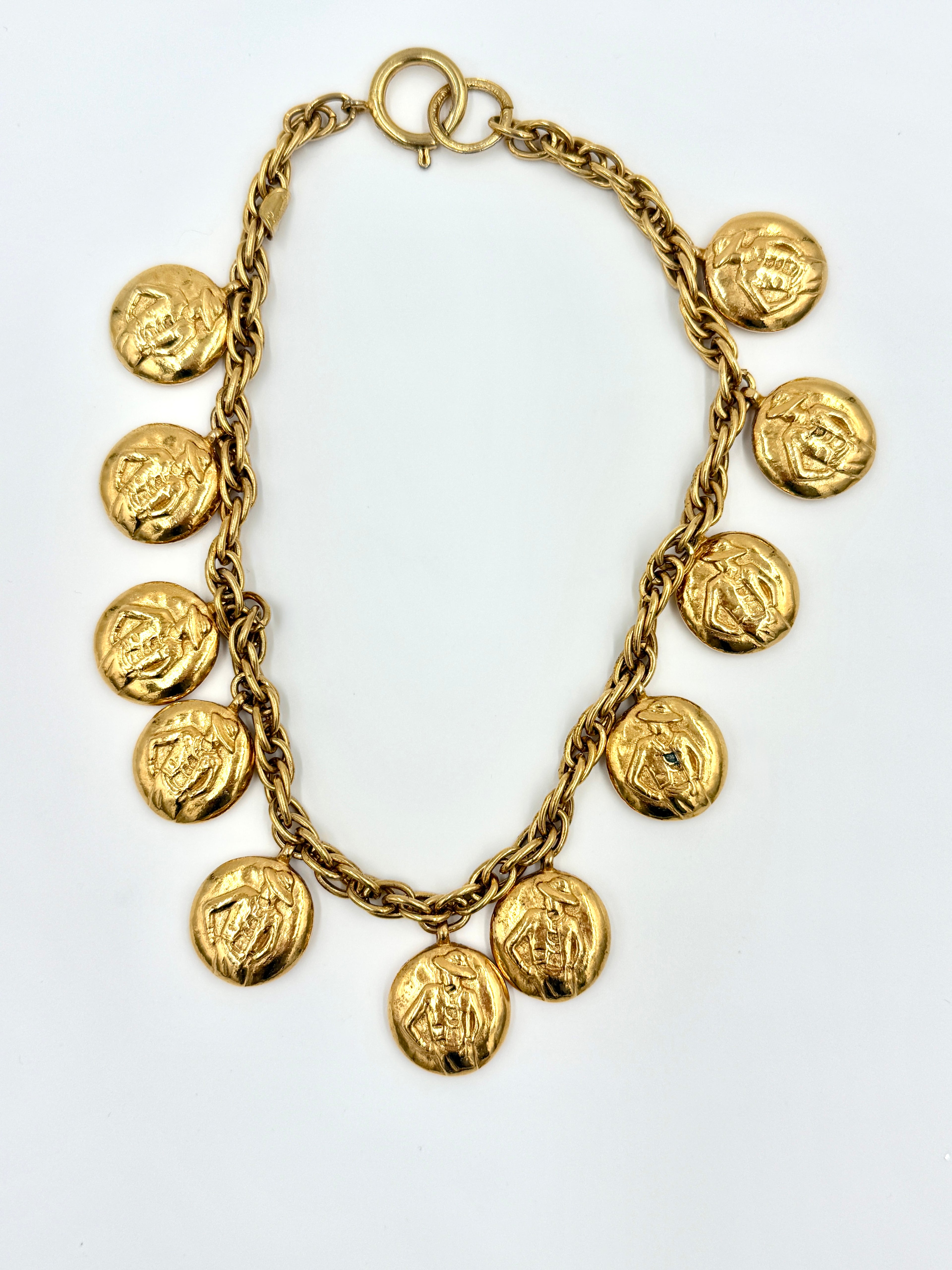 Chanel Vintage Reversible Logo Mademoiselle Medallion Charm Necklace - Pre Owned Authentic