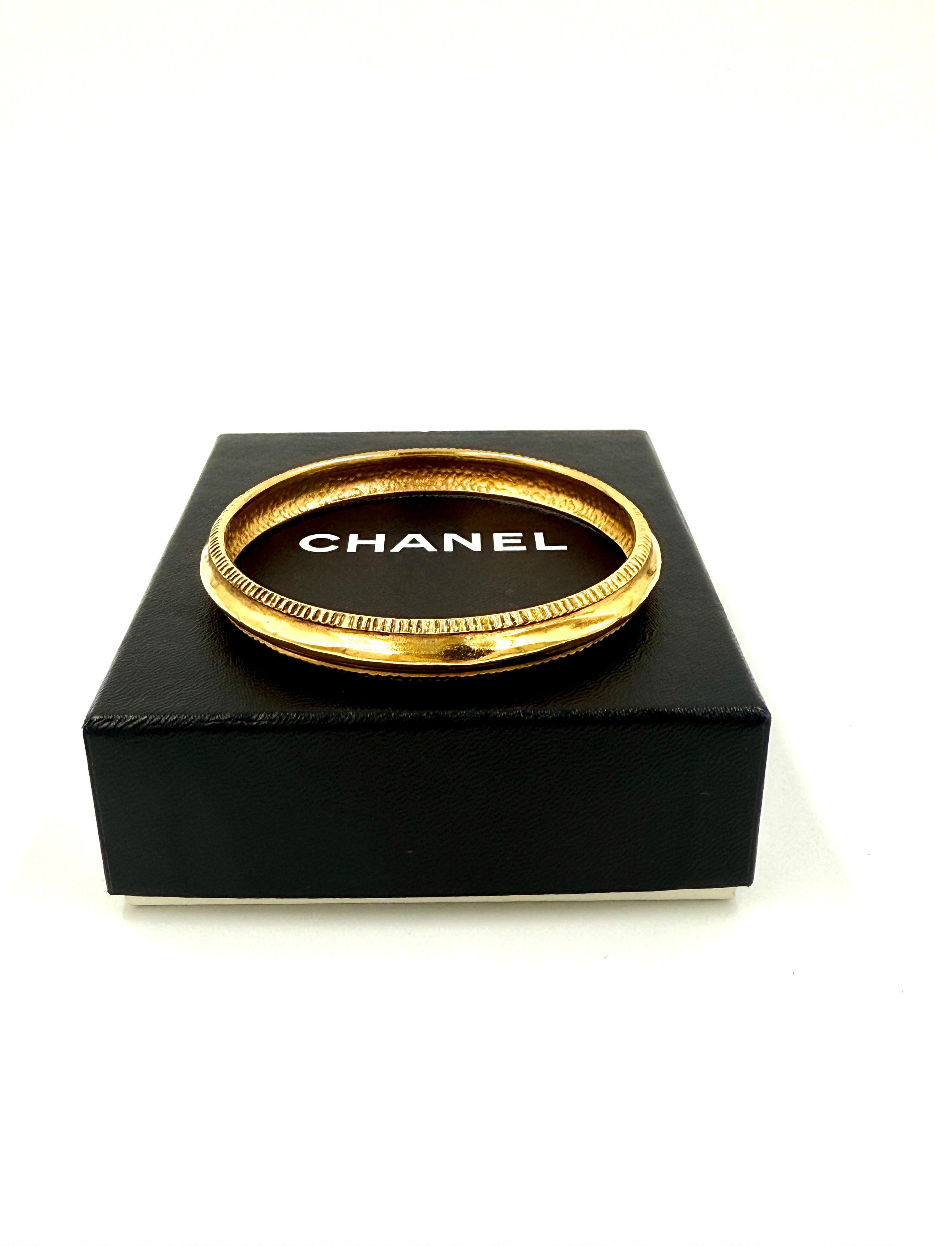 Chanel Vintage 24K Gold Plated Bangle Bracelet - Pre Owned Authentic