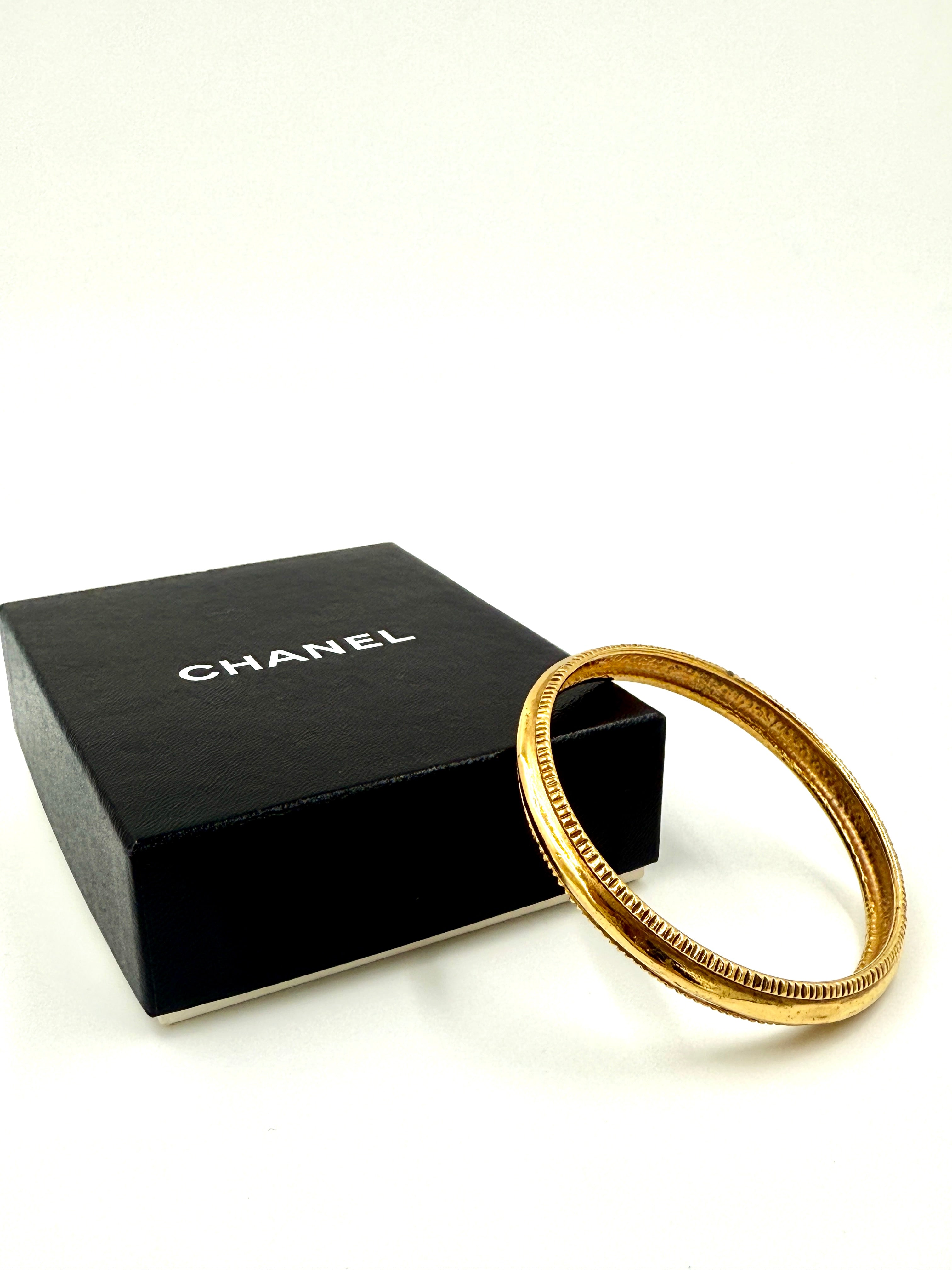 Chanel Vintage 24K Gold Plated Bangle Bracelet - Pre Owned Authentic
