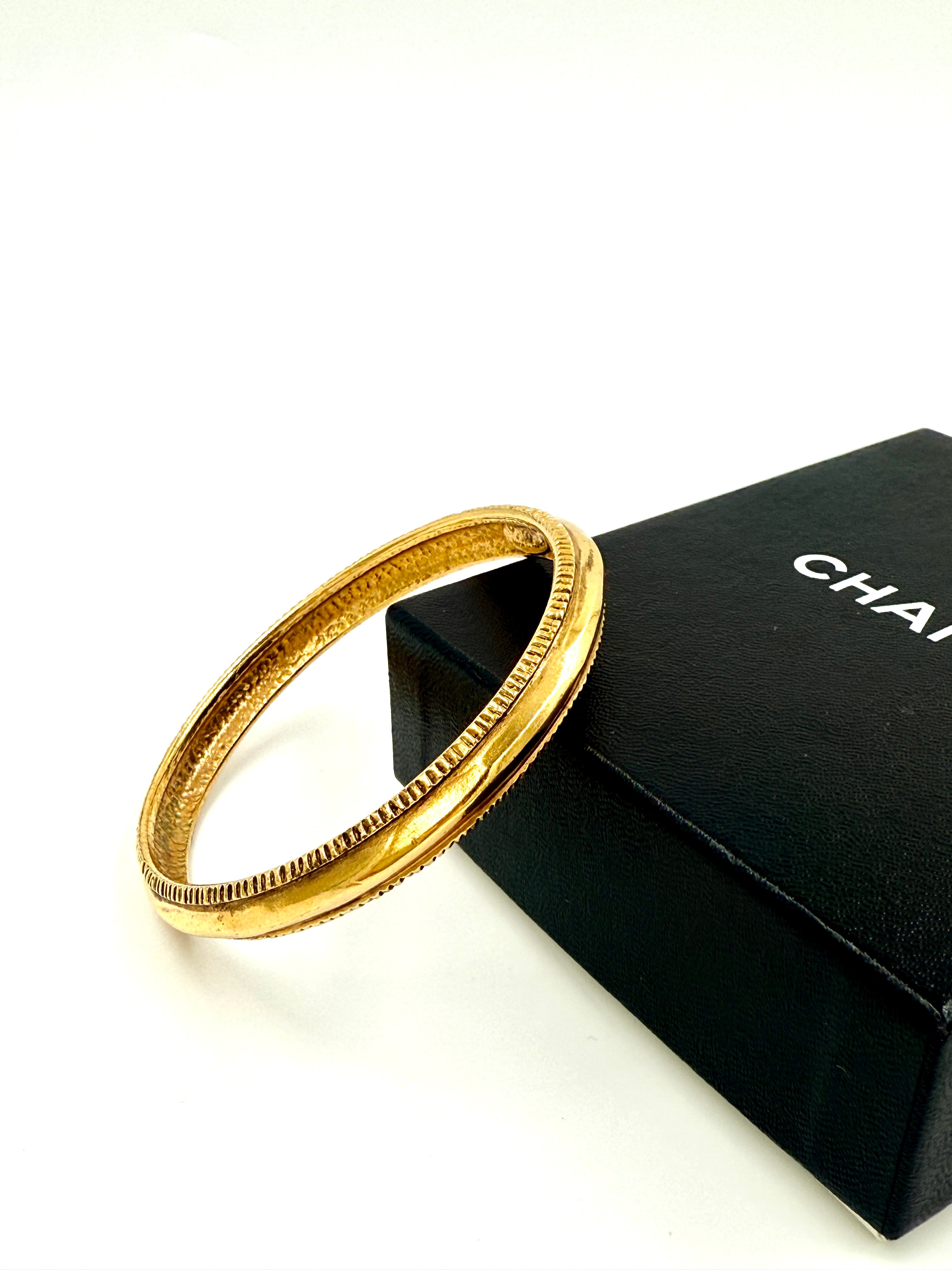 Chanel Vintage 24K Gold Plated Bangle Bracelet - Pre Owned Authentic