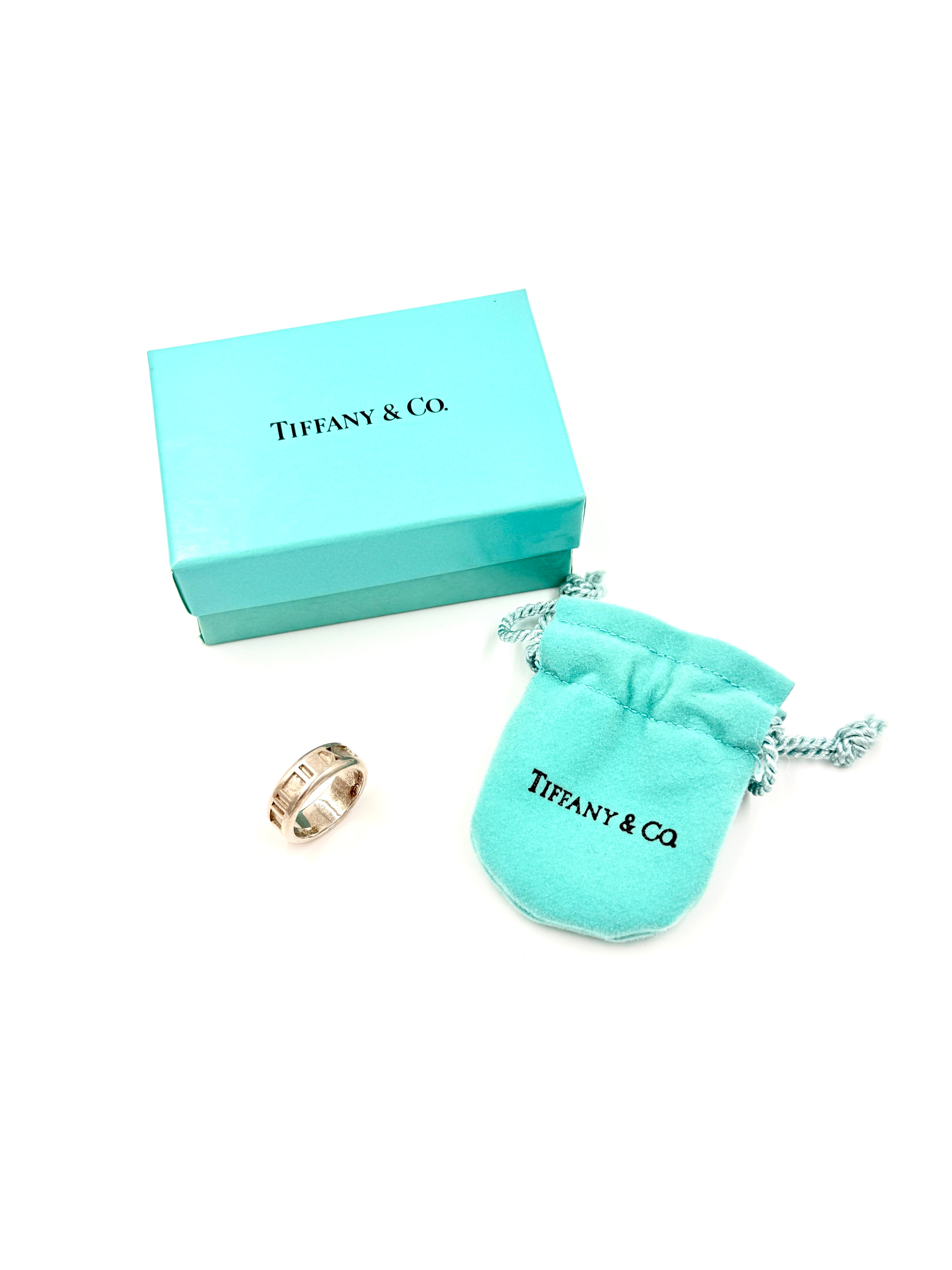 Tiffany & Co Atlas Roman Numeral 1995 Ring Sterling Silver sz 5.5 - Pre Owned Authentic