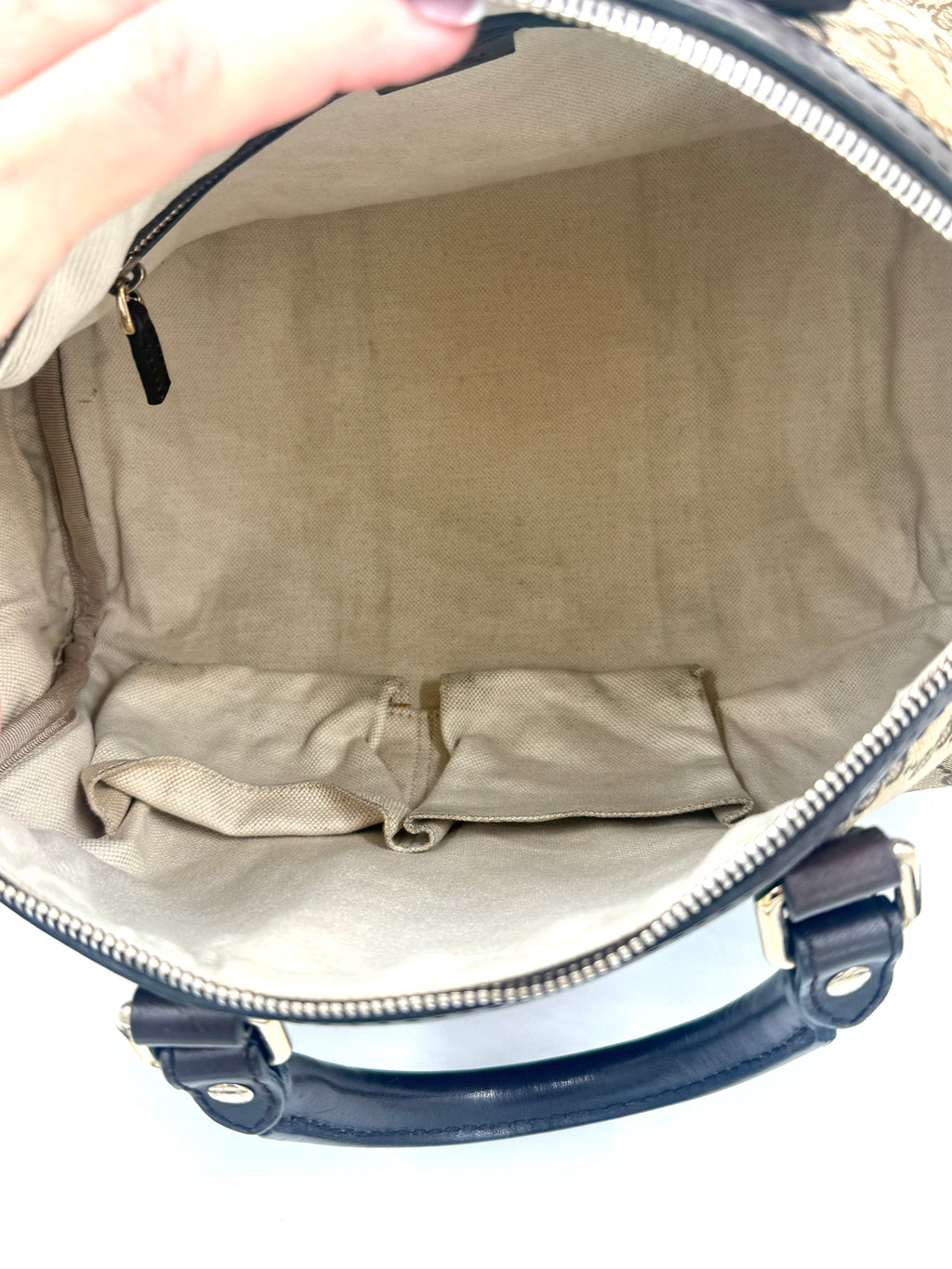 Gucci Brown/Beige GG Canvas Medium Vintage Web Boston Bag- Pre Owned Authentic