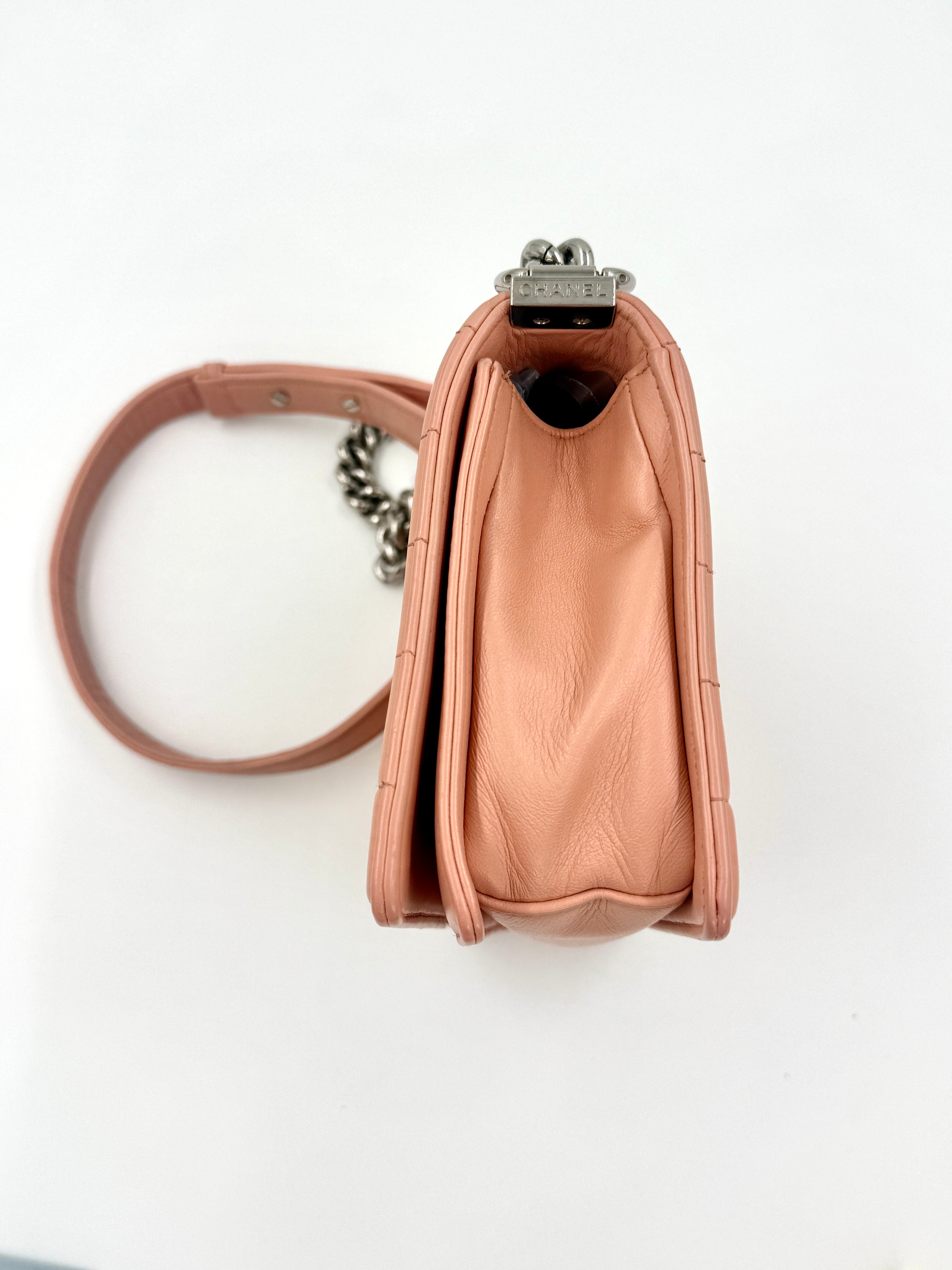 Chanel Rare Pink and Nude Medium Galuchat Stingray Leather Boy Bag with Chrome Hardware - Pre Owned Authentic