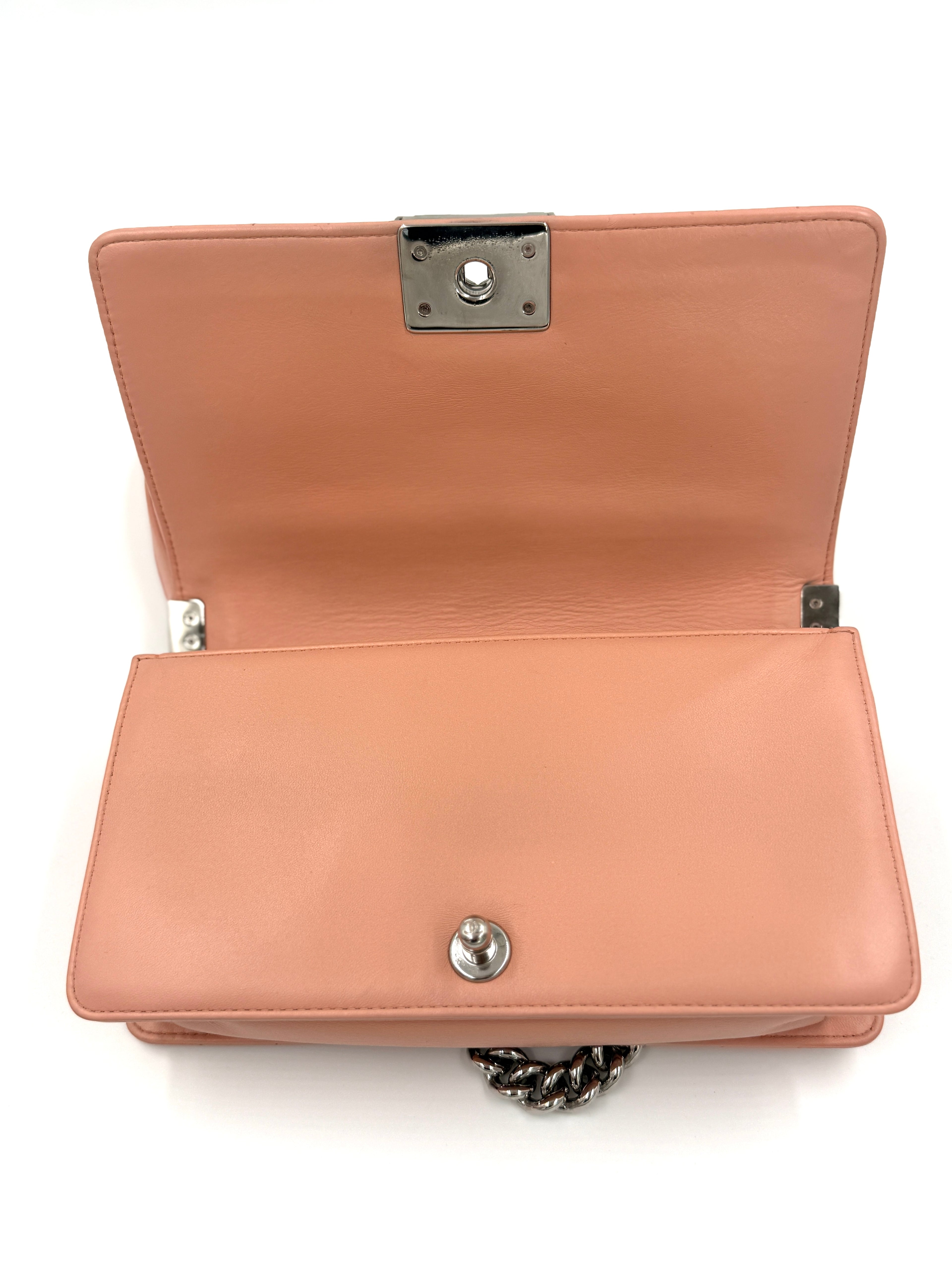 Chanel Rare Pink and Nude Medium Galuchat Stingray Leather Boy Bag with Chrome Hardware - Pre Owned Authentic